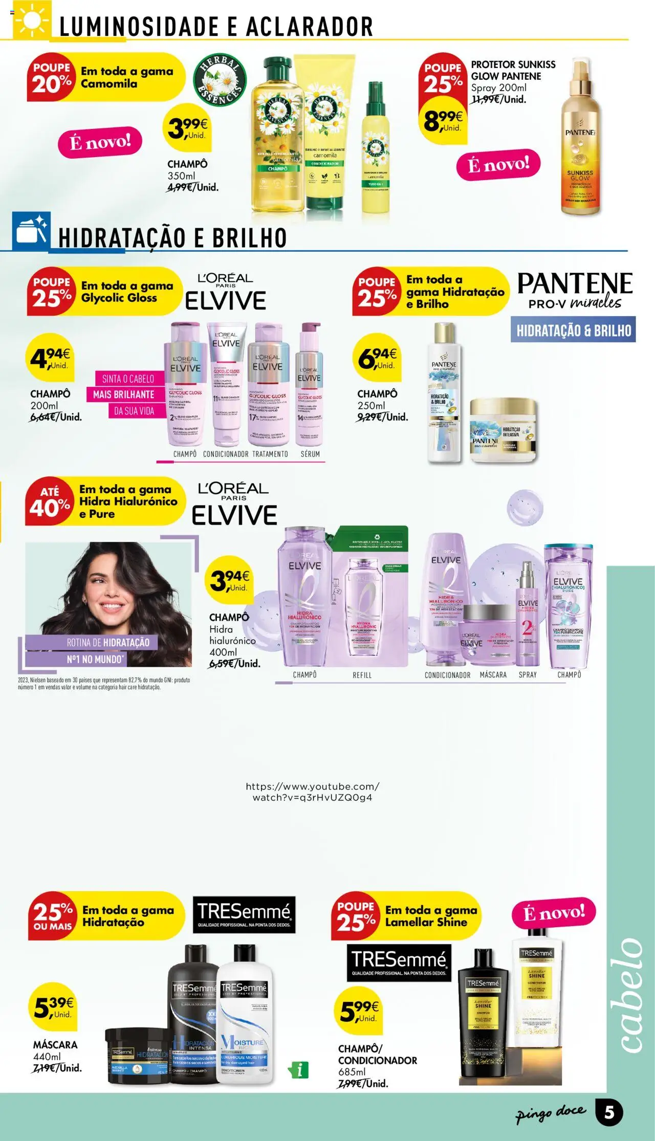 Pingo Doce - Folheto Especial Beleza │ válido de 22.07.2025 | Página: 5 | Produtos: Gloss, Shampoo, Condicionador, Sérum