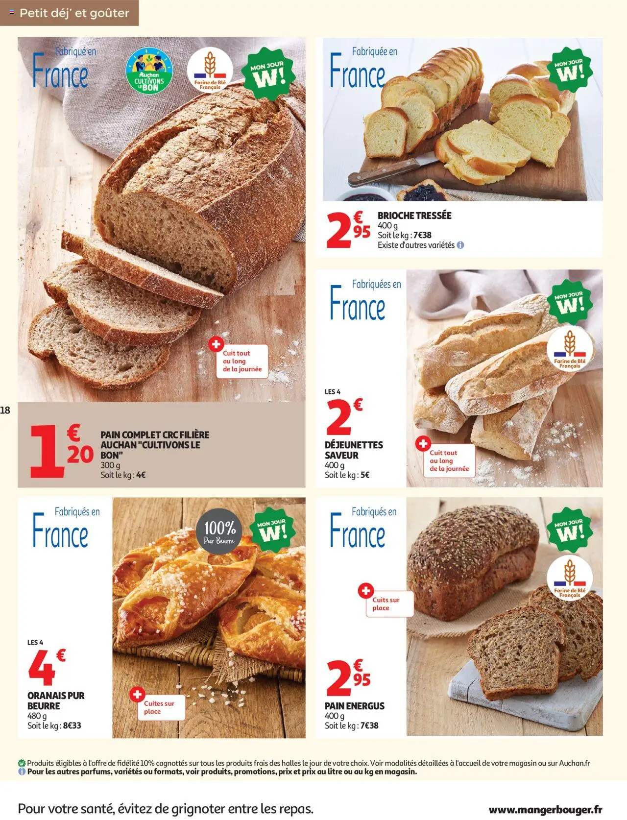 {H1} | Page: 18 | Produits: Farine, Pain energus, Beurre, Pain