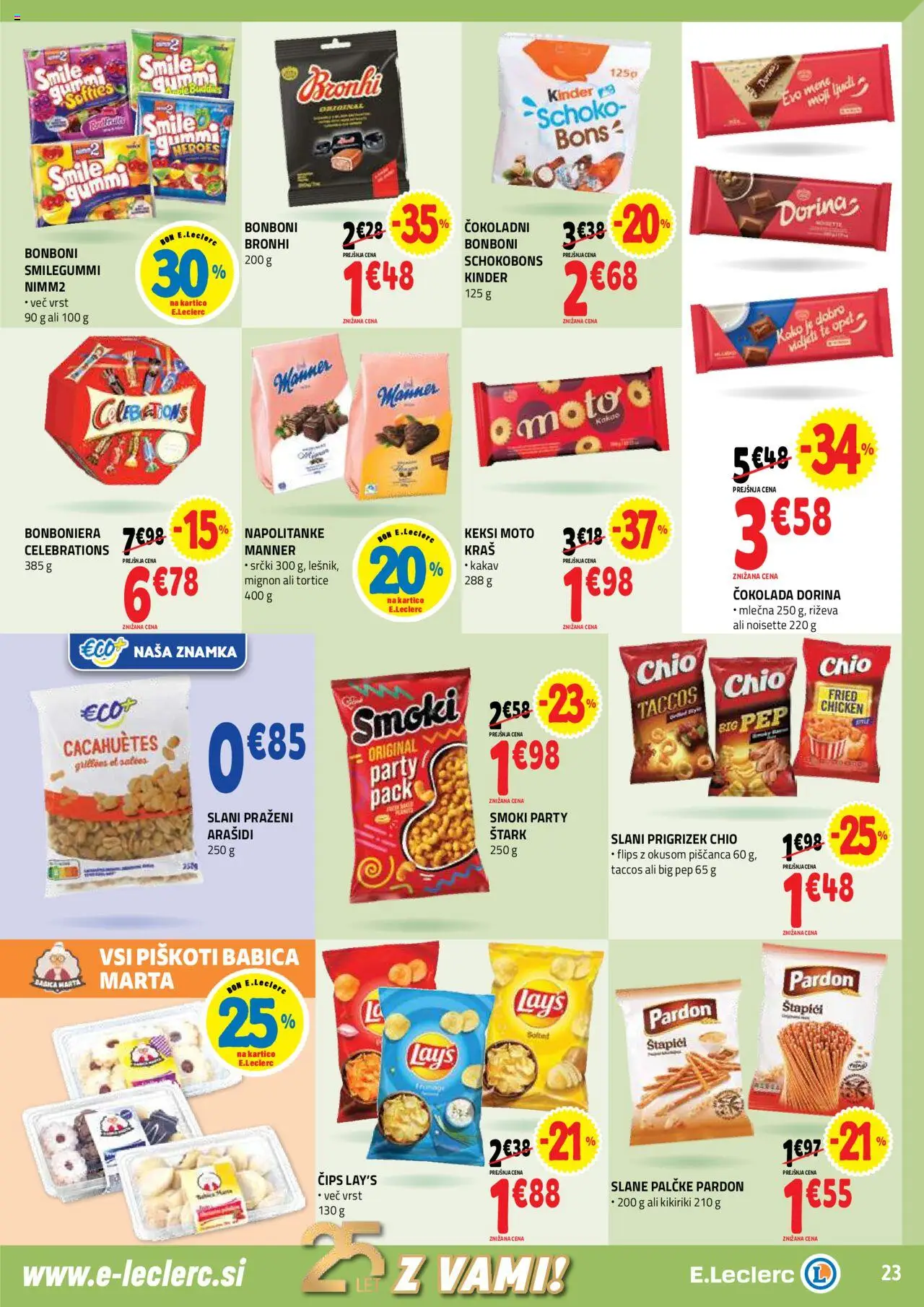 Novi E.leclerc katalog ponudbe – veljaven od 08.10.2025 | Stran: 23 | Izdelki: Napolitanke, Bonboniera, Cokolada, Piskoti