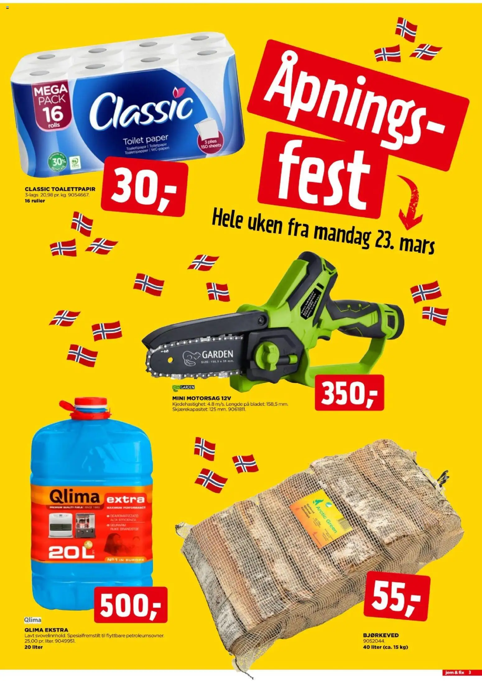 {H1} | Side: 3 | Produkter: Motorsag, Toalettpapir