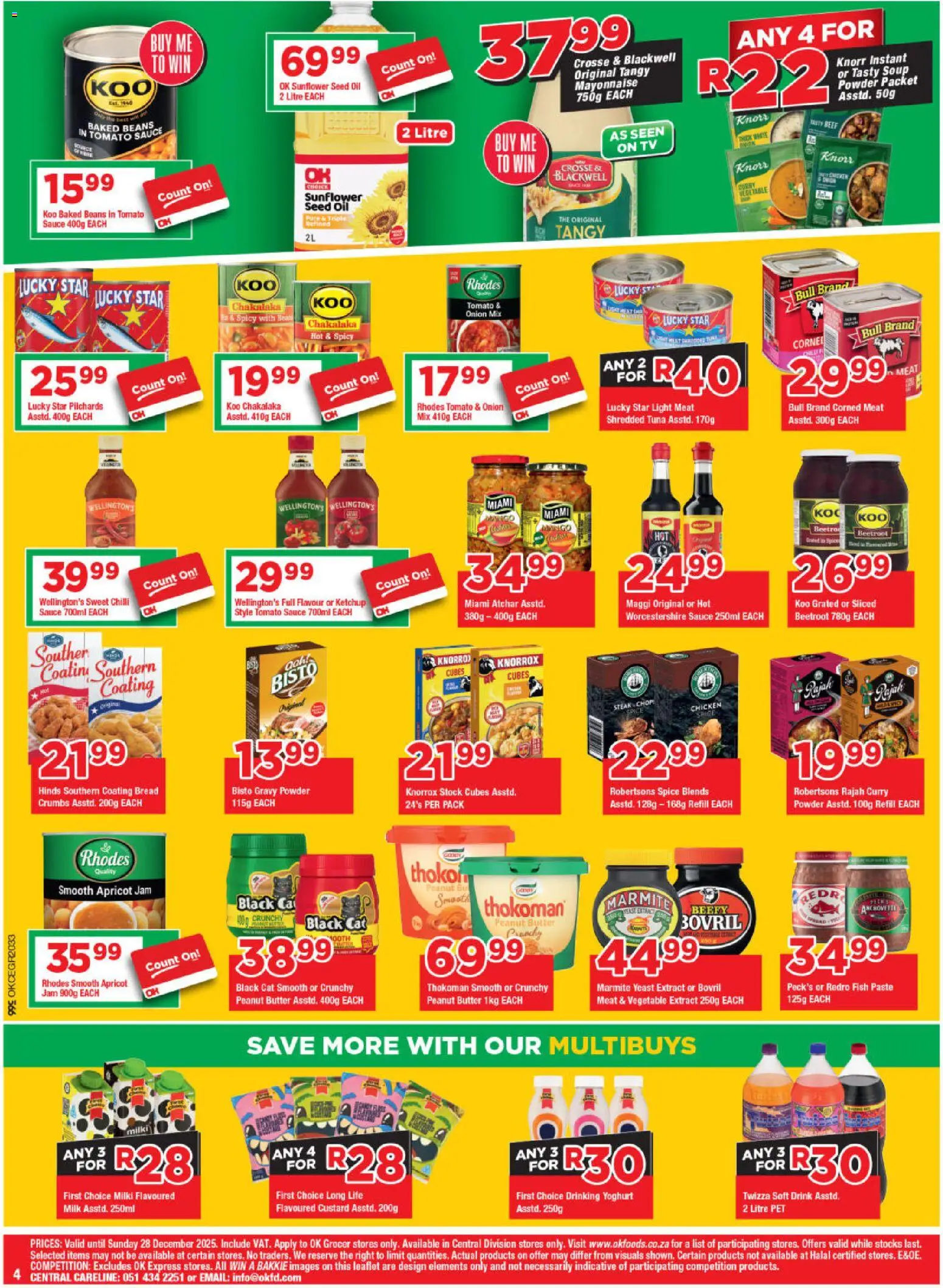 New OK Foods catalogue – valid from 10.12.2025 | Page: 4 | Products: Corned meat, Milk, Oil, Powder