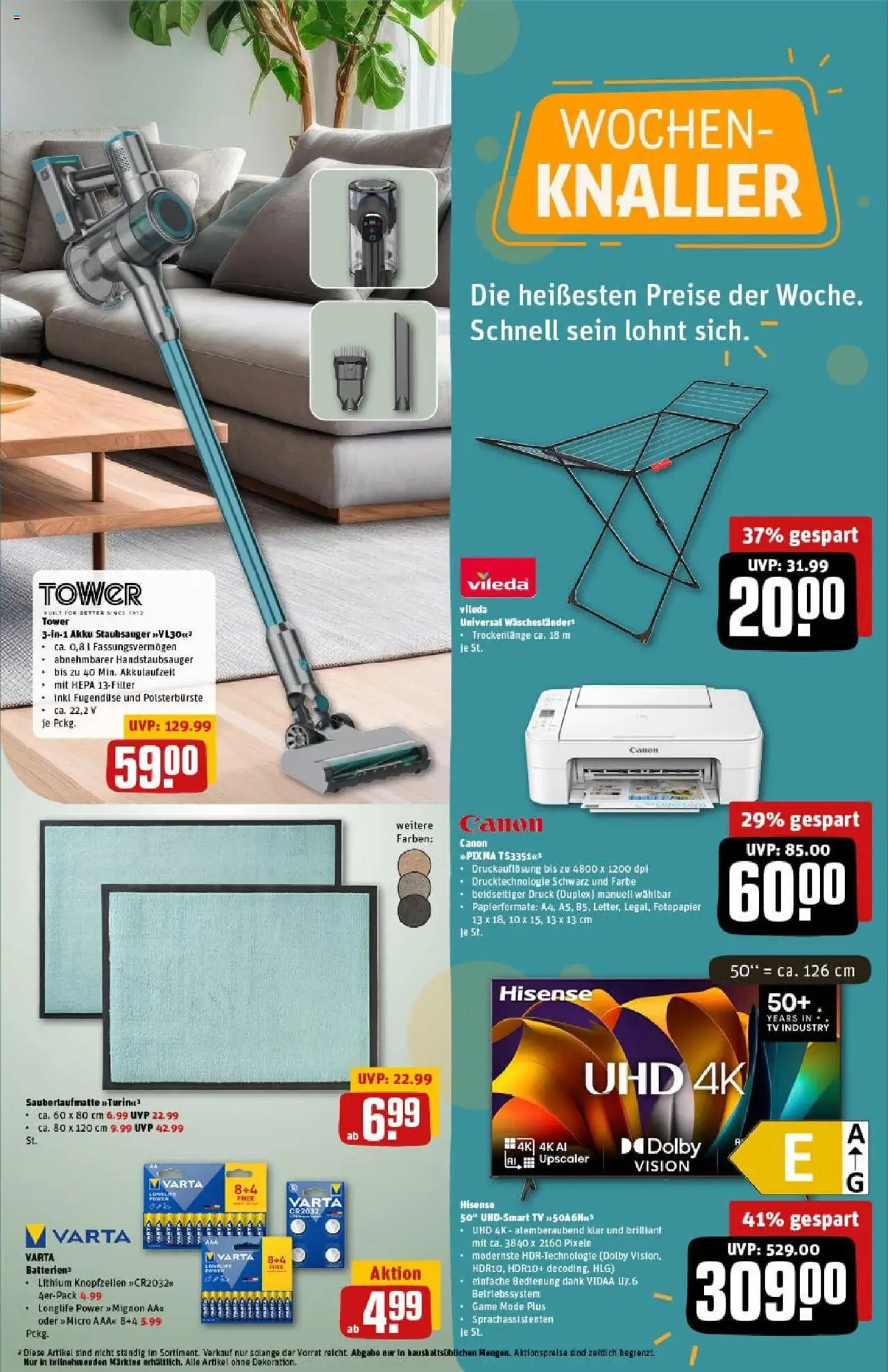 Rewe prospekt Erkelenz	 - gültig ab dem 11.08.2025 | Seite: 27 | Produkte: Hisense, Staubsauger, Batterien, Waschestander