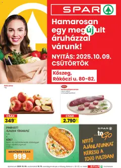 Spar Kőszeg üzlet újranyitás - amely érvényes a következő dátumtól: 09.10.2025