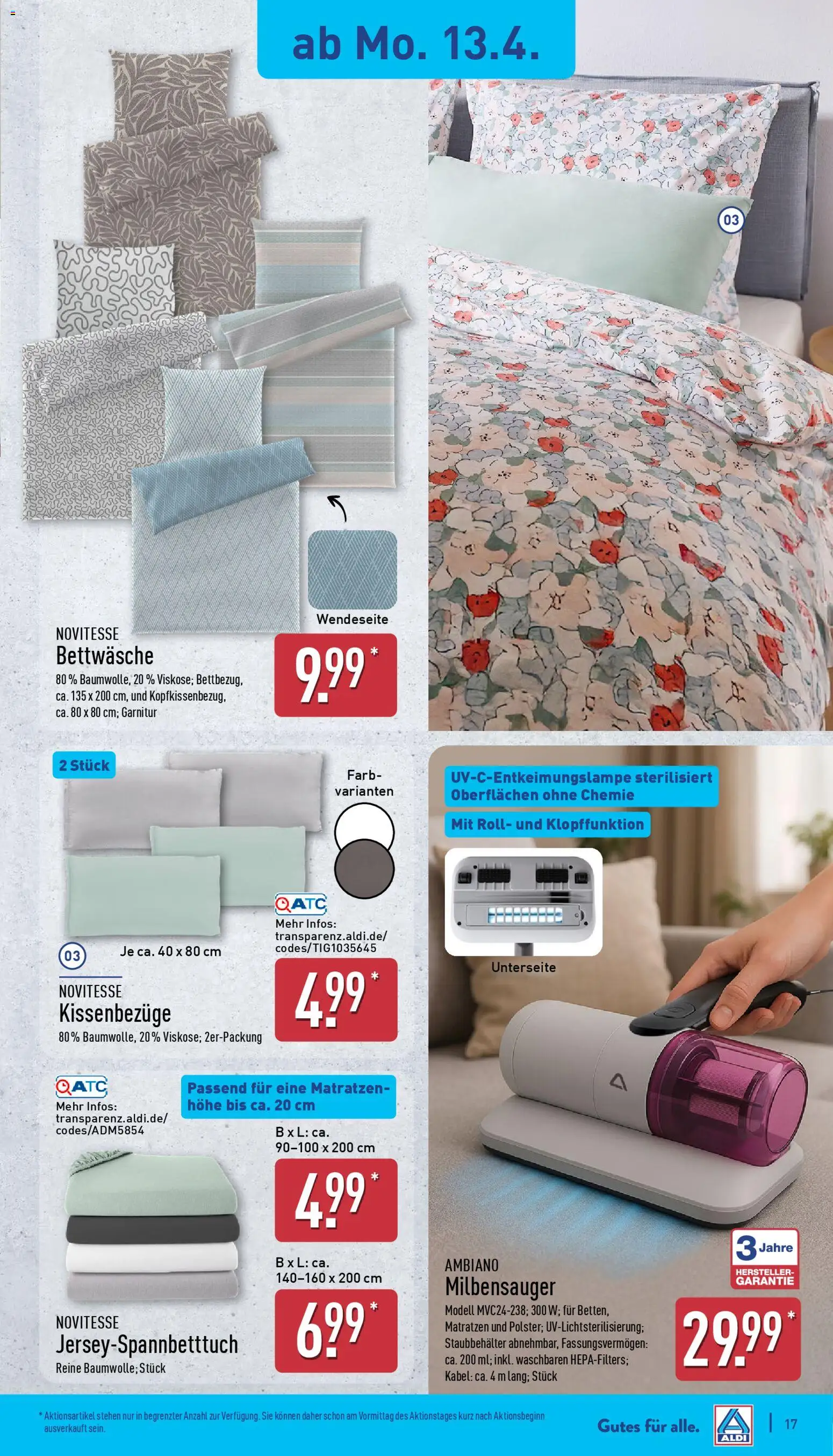 Aldi Prospekt 	 – gültig ab 13.04.2026 | Seite: 21 | Produkte: Kabel, Bettwäsche