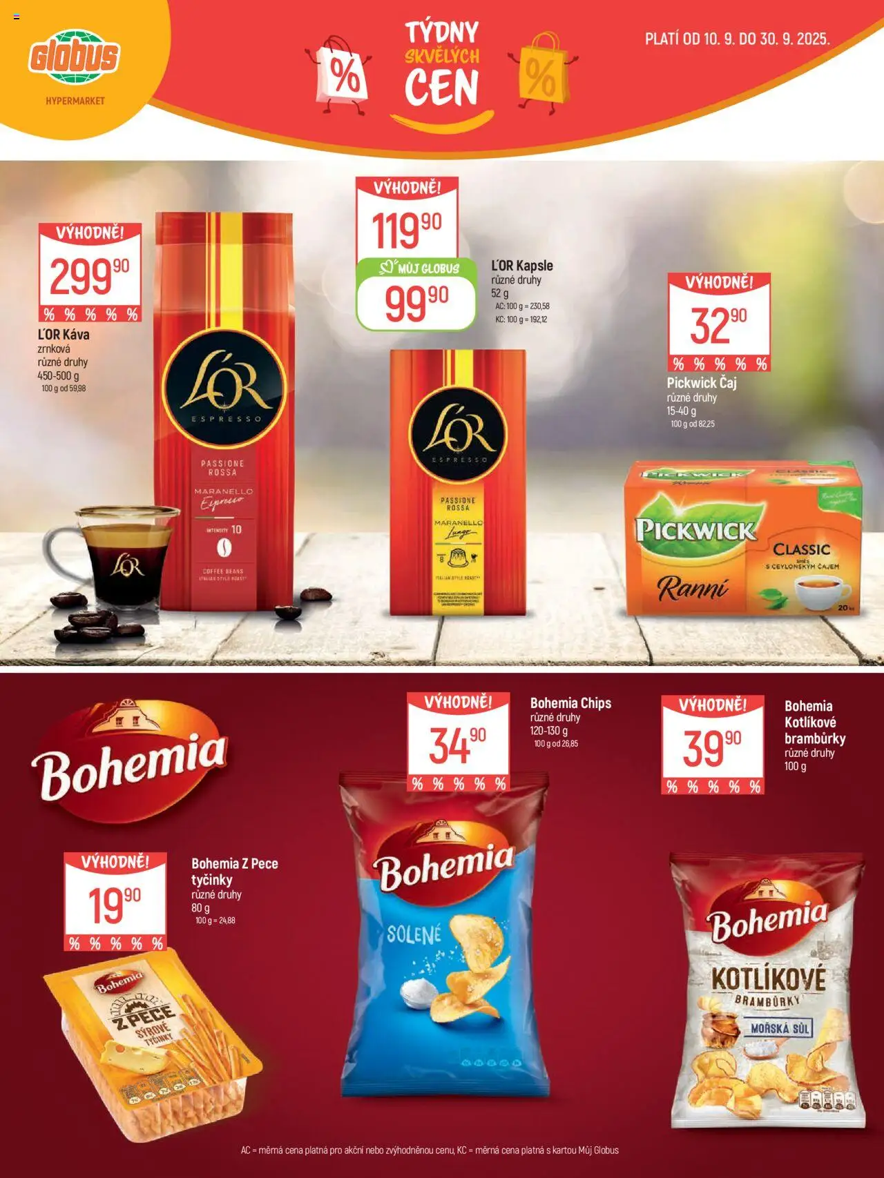 Globus leták - Praha Černý Most od 10.09.2025 | Strana: 16 | Produkty: Globus, Tyčinky, L'Or, Bohemia chips