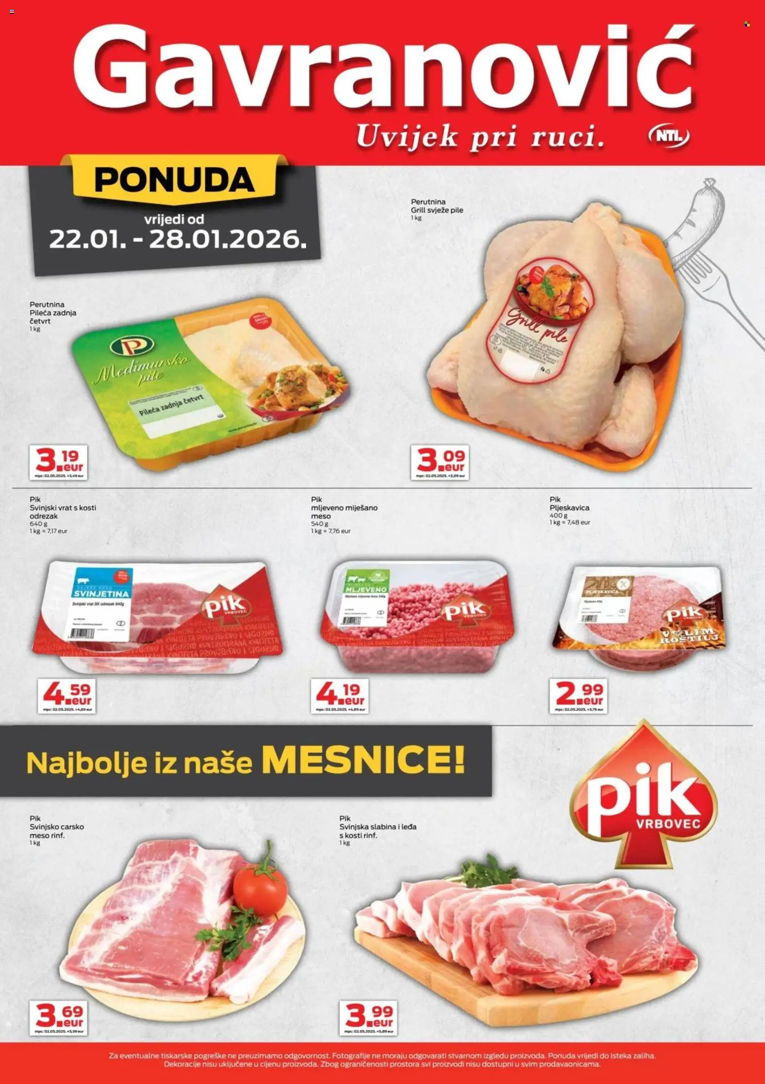 Gavranović katalog | vrijedi od 22.01.2026 | Stranica: 5 | Proizvodi: Svinjski vrat, Meso, Svinjetina