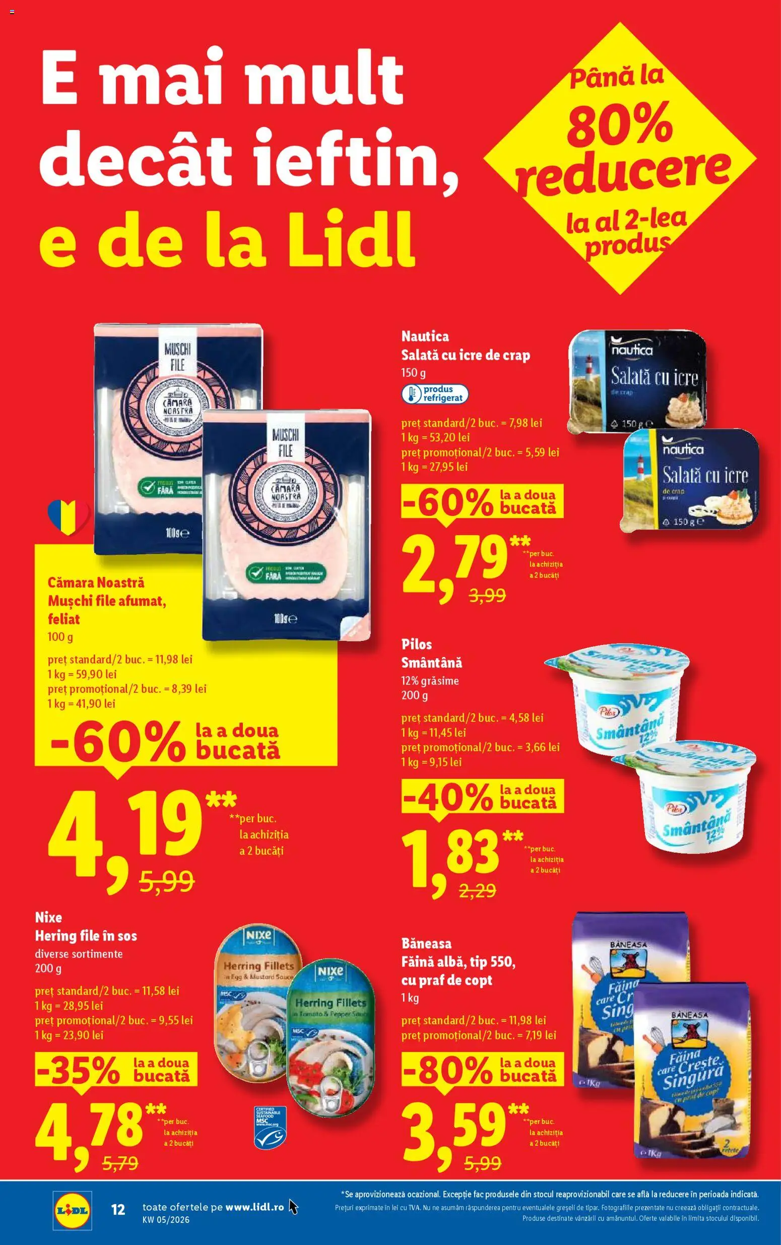 Noul catalog Lidl – valabil de la 26.01.2026 | Pagină: 12 | Produse: Toplar, Smântână, Salată, Sos