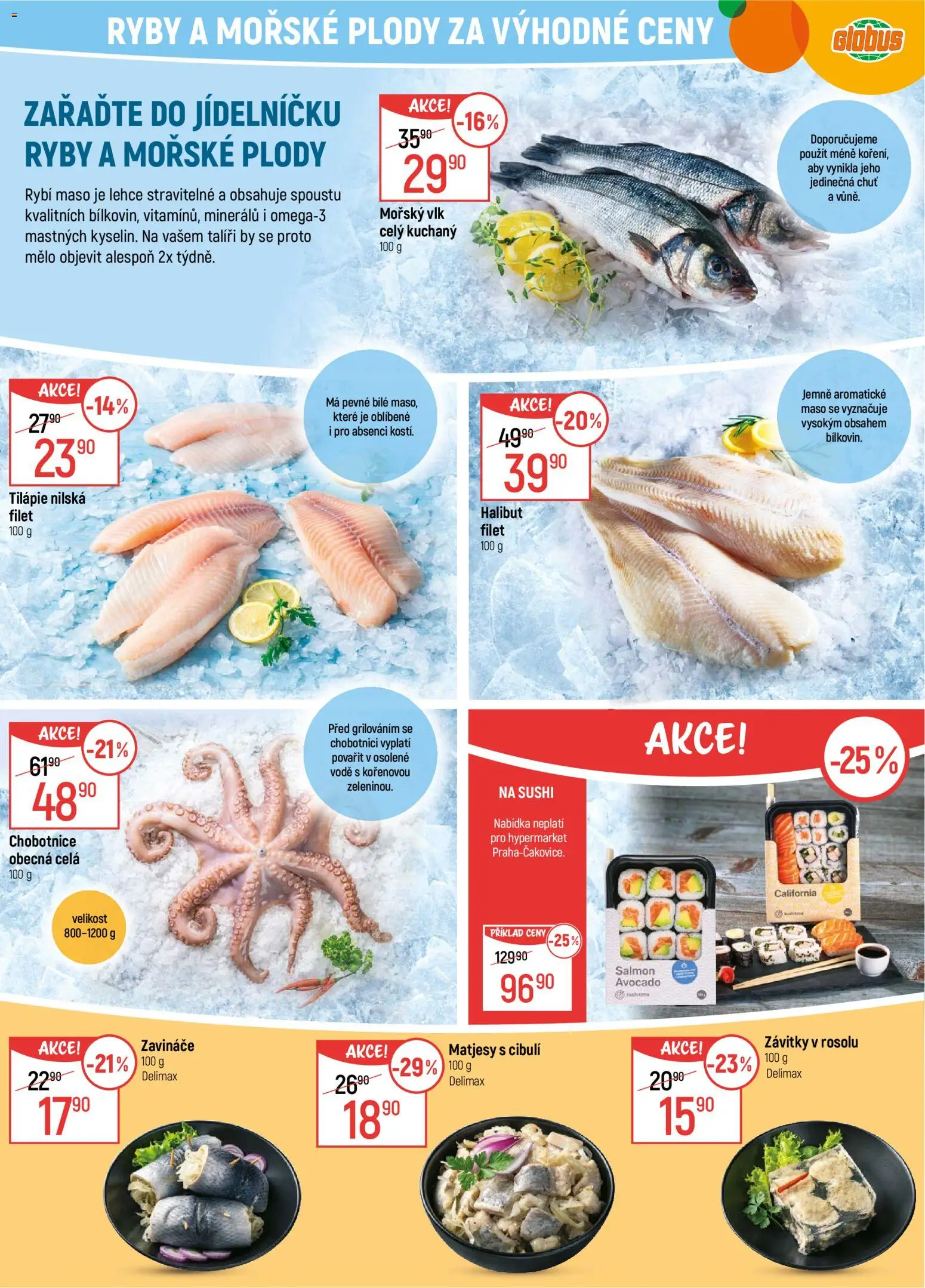 Globus leták - Brno od 18.02.2026 | Strana: 10 | Produkty: Chobotnice, Tilapie, Halibut, Filet
