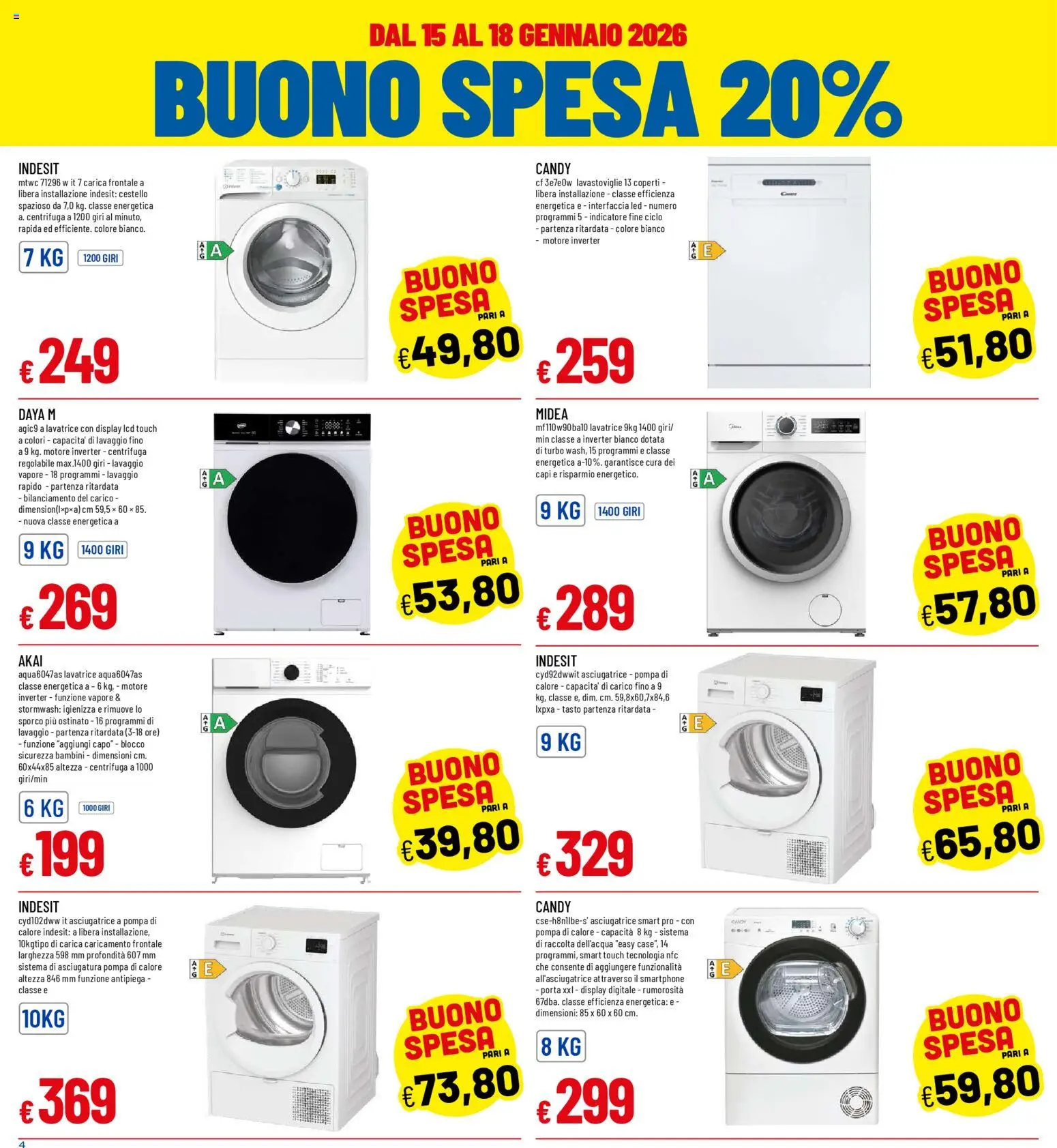 Volantino Galassia del 15.01.2026 | Pagina: 4 | Prodotti: Lavatrice, Asciugatrice, Lavastoviglie, Smartphone