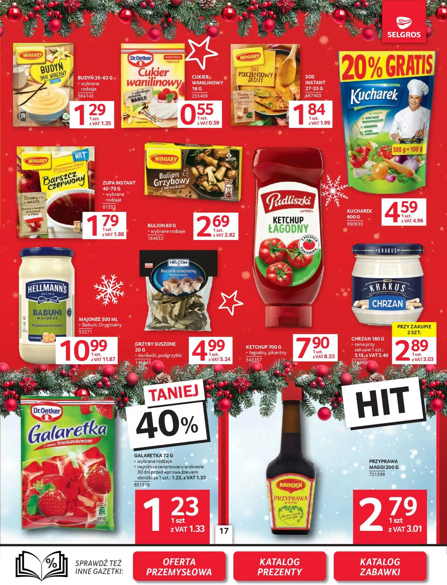 Selgros cash&carry Gazetka od 04.12.2025 | Strona: 17 | Produkty: Galaretka, Ketchup, Majonez, Cukier