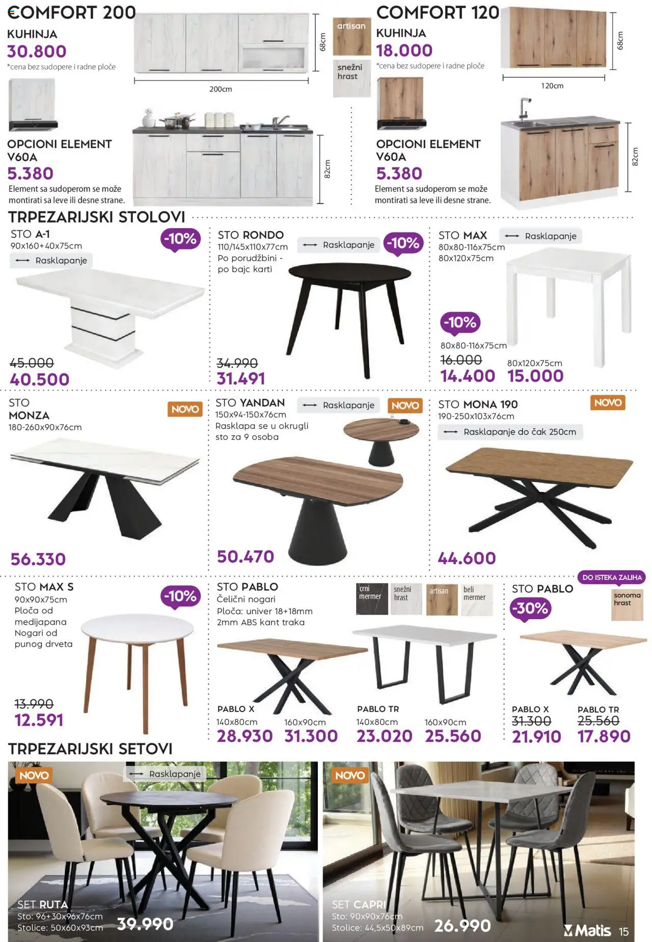 Matis katalog - važi od 01.08.2025 | Strana: 15 | Proizvode: Sto, Kuhinja