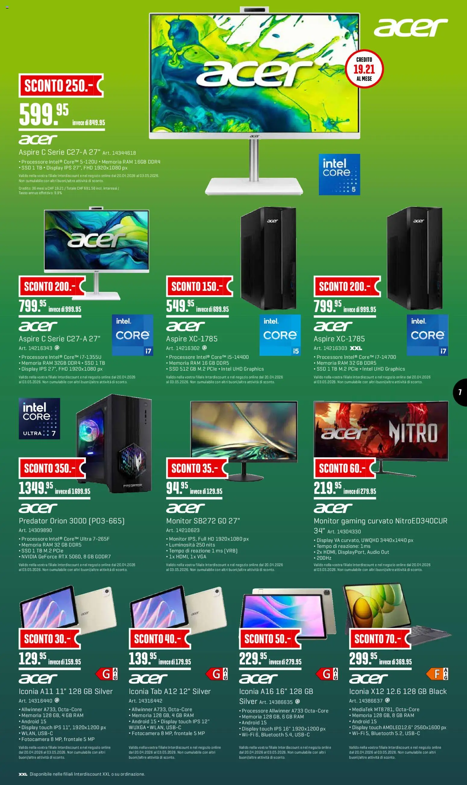 Interdiscount aktionen 20% di sconto  IT – gültig ab 27.04.2026 | Seite: 7 | Produkte: Audio, Monitor