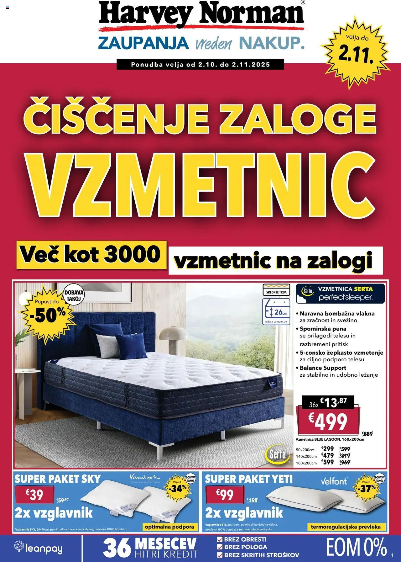 Novi Harvey Norman katalog ponudbe – veljaven od 02.10.2025 | Stran: 1 | Izdelki: Vzglavnik, Vzmetnica, Prevleka