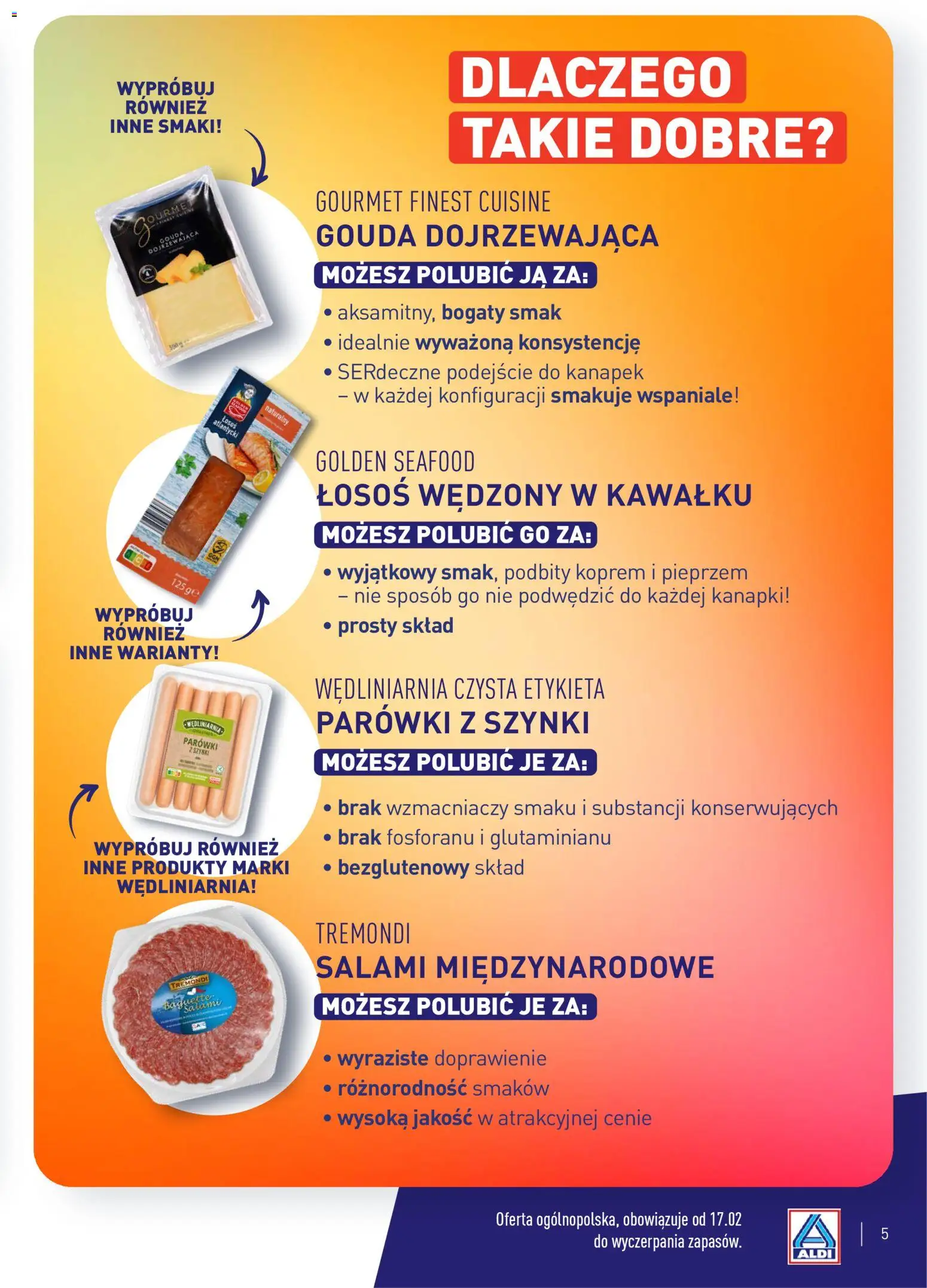 Aldi Polsko leták - Rozsmakuj się w polecanych produktach od 23.02.2026 | Strana: 5 | Produkty: Gourmet, Gouda, Finest, Losos