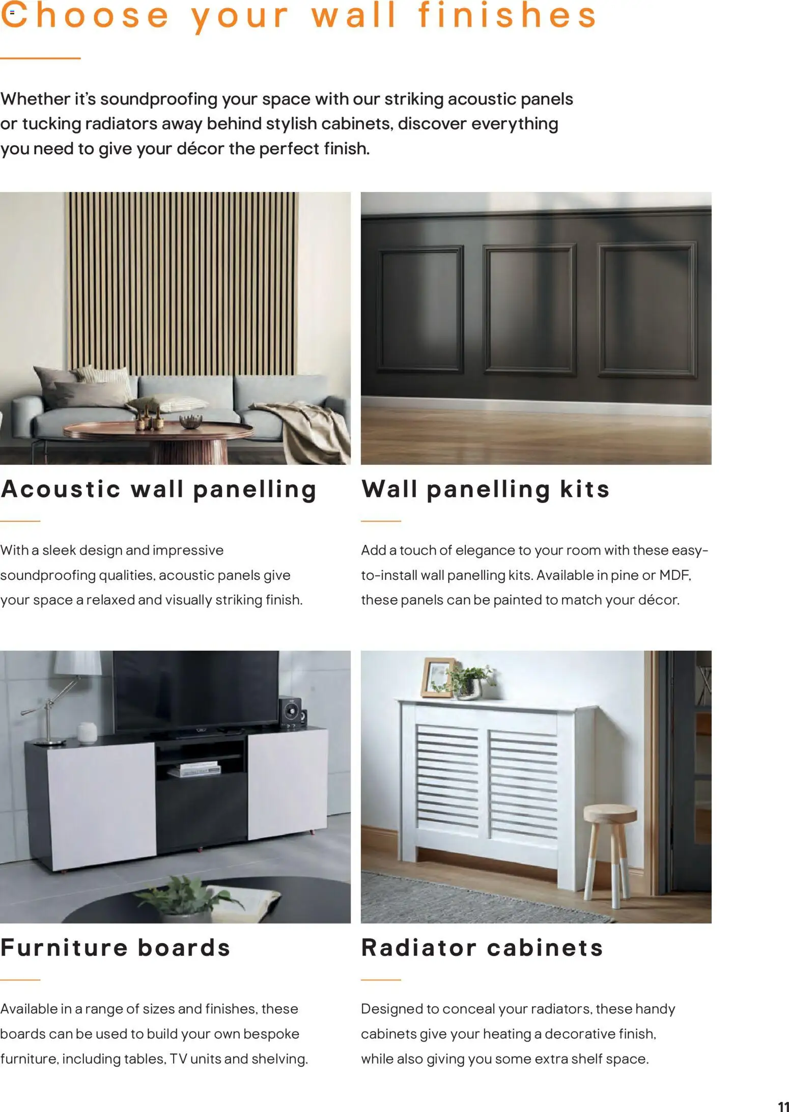 {H1} | Page: 11 | Products: Shelf, Radiator, TV