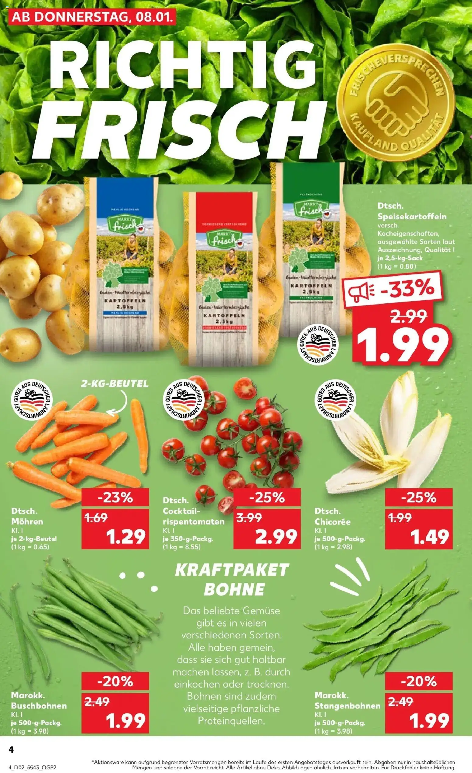 Kaufland prospekt Osnabrück	 – gültig ab 08.01.2026 | Seite: 4 | Produkte: Mohren, Kartoffeln, Gemüse