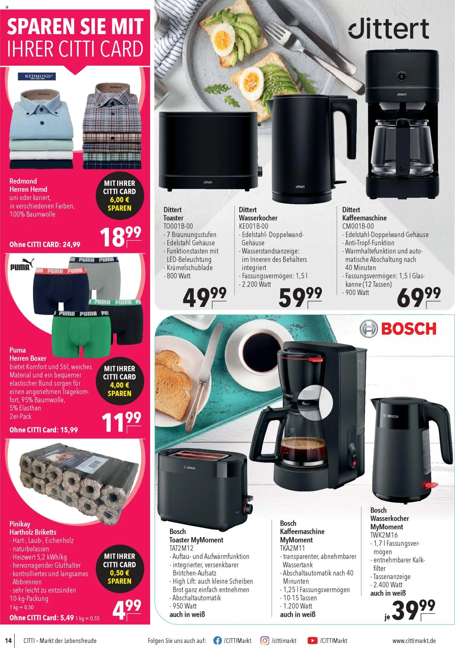 CITTI Markt Prospekt 	 – gültig ab 18.02.2026 | Seite: 16 | Produkte: Bosch, Kaffeemaschine, Toaster, Hemd