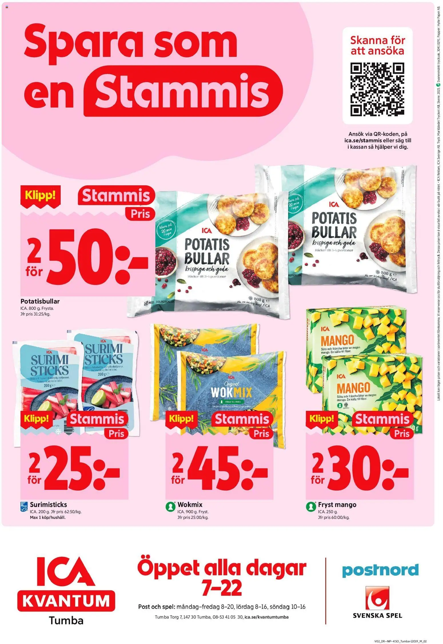 ICA Kvantum reklamblad aktuell från 05.01.2026 | Sida: 8 | Produkter: Potatisbullar, Potatis, Mango, Spel