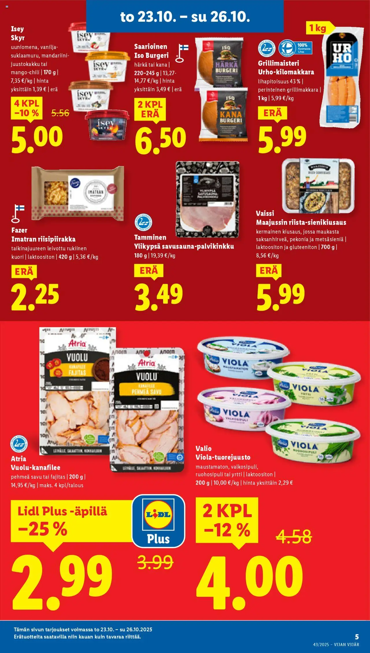 Lidl tarjoukset - Helsinki – voimassa 23.10.2025 alkaen | Sivu: 7 | Tuotteet: Kana, Grillimakkara
