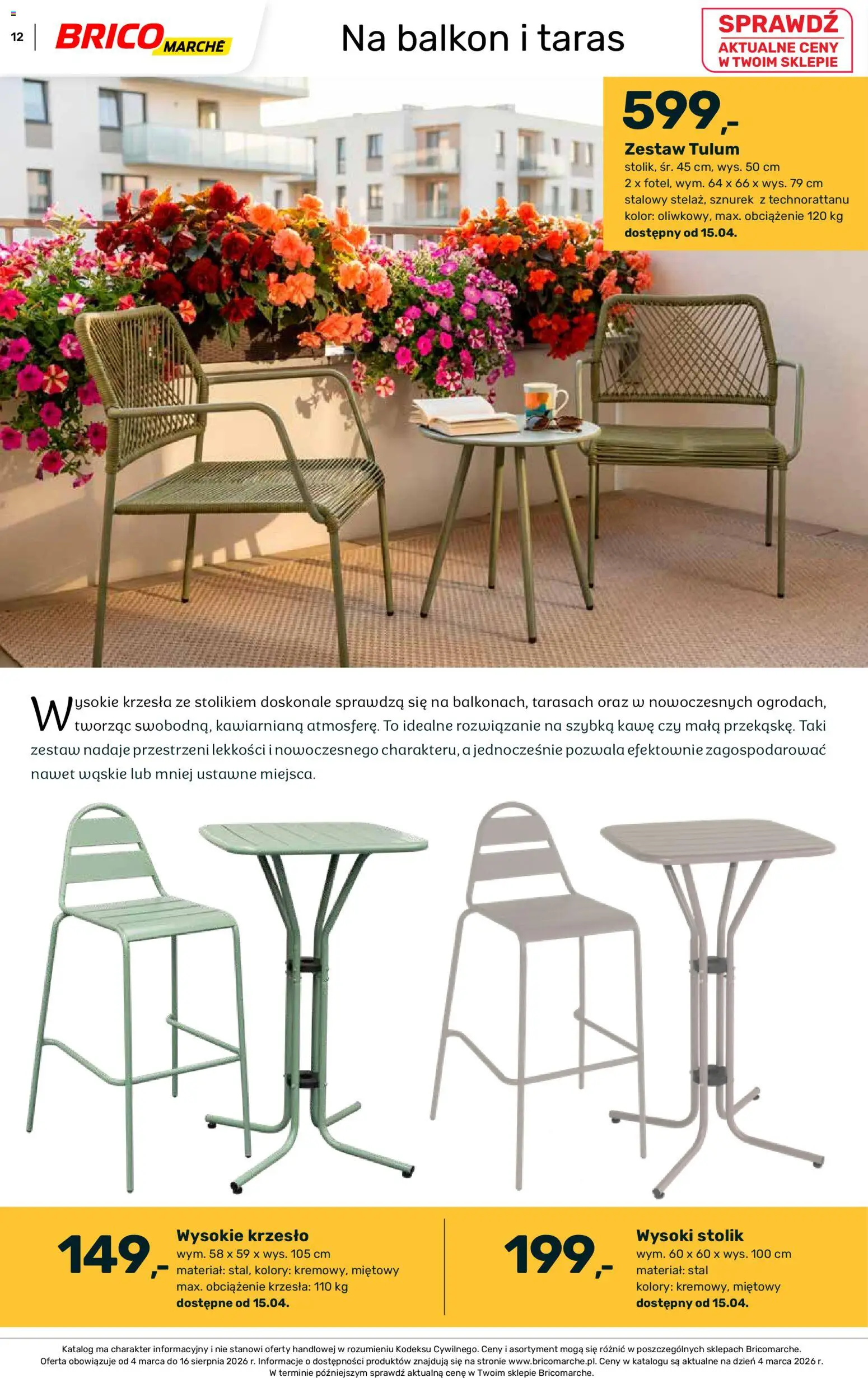 Brico Marché gazetka - Wiosna od 04.03.2026 | Strona: 12 | Produkty: Krzesło