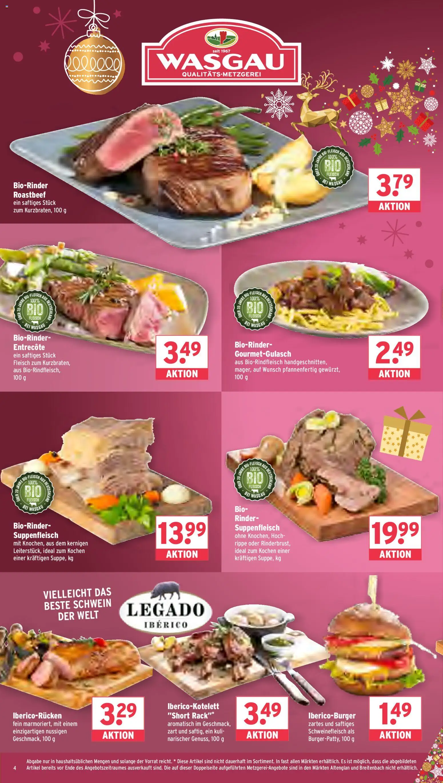 Wasgau Prospekt 	 – gültig ab 22.12.2025 | Seite: 4 | Produkte: Roastbeef, Suppenfleisch, Schweinefleisch, Fleisch