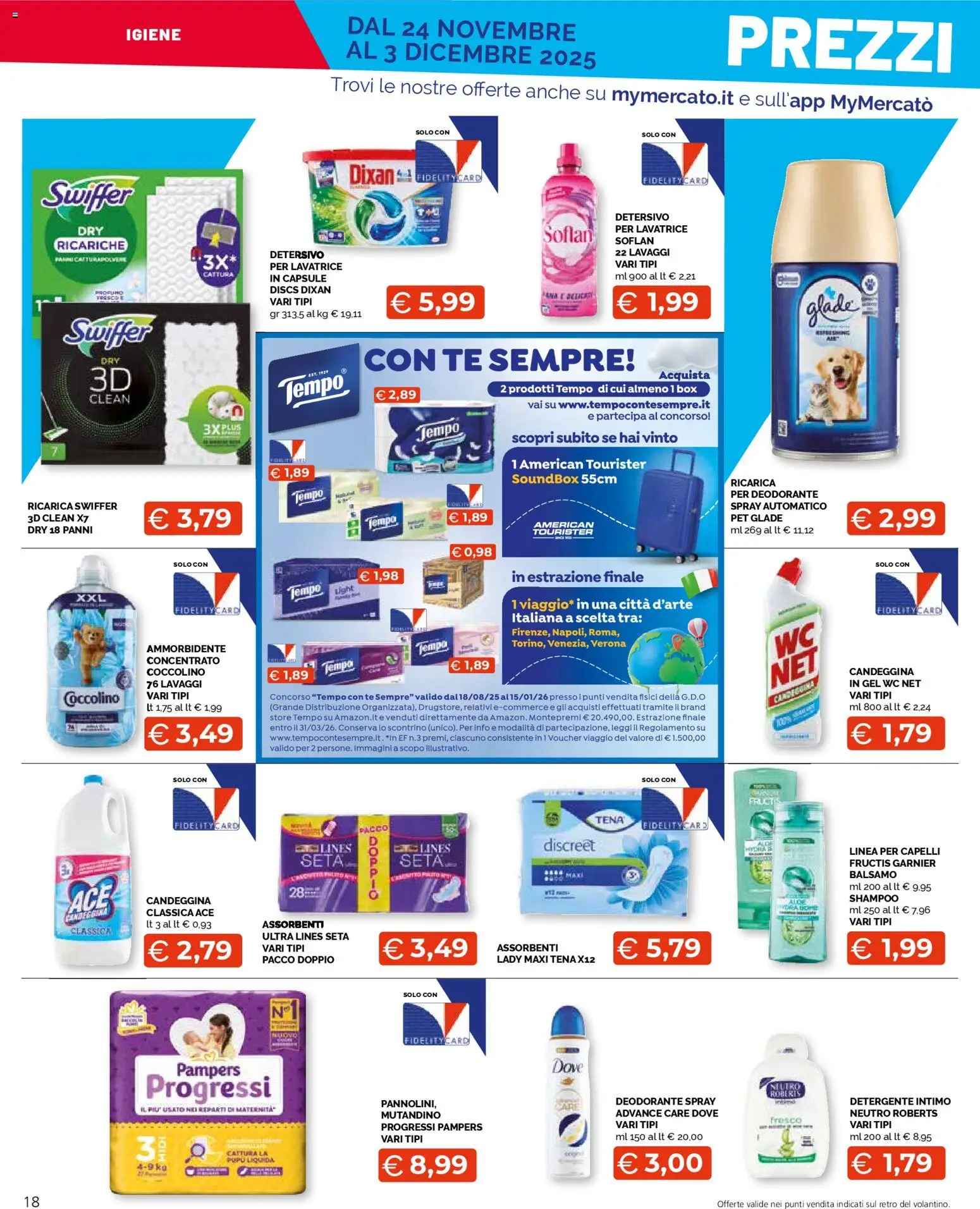 Volantino Mercatò del 24.11.2025 | Pagina: 18 | Prodotti: Shampoo, Deodorante, Candeggina, WC