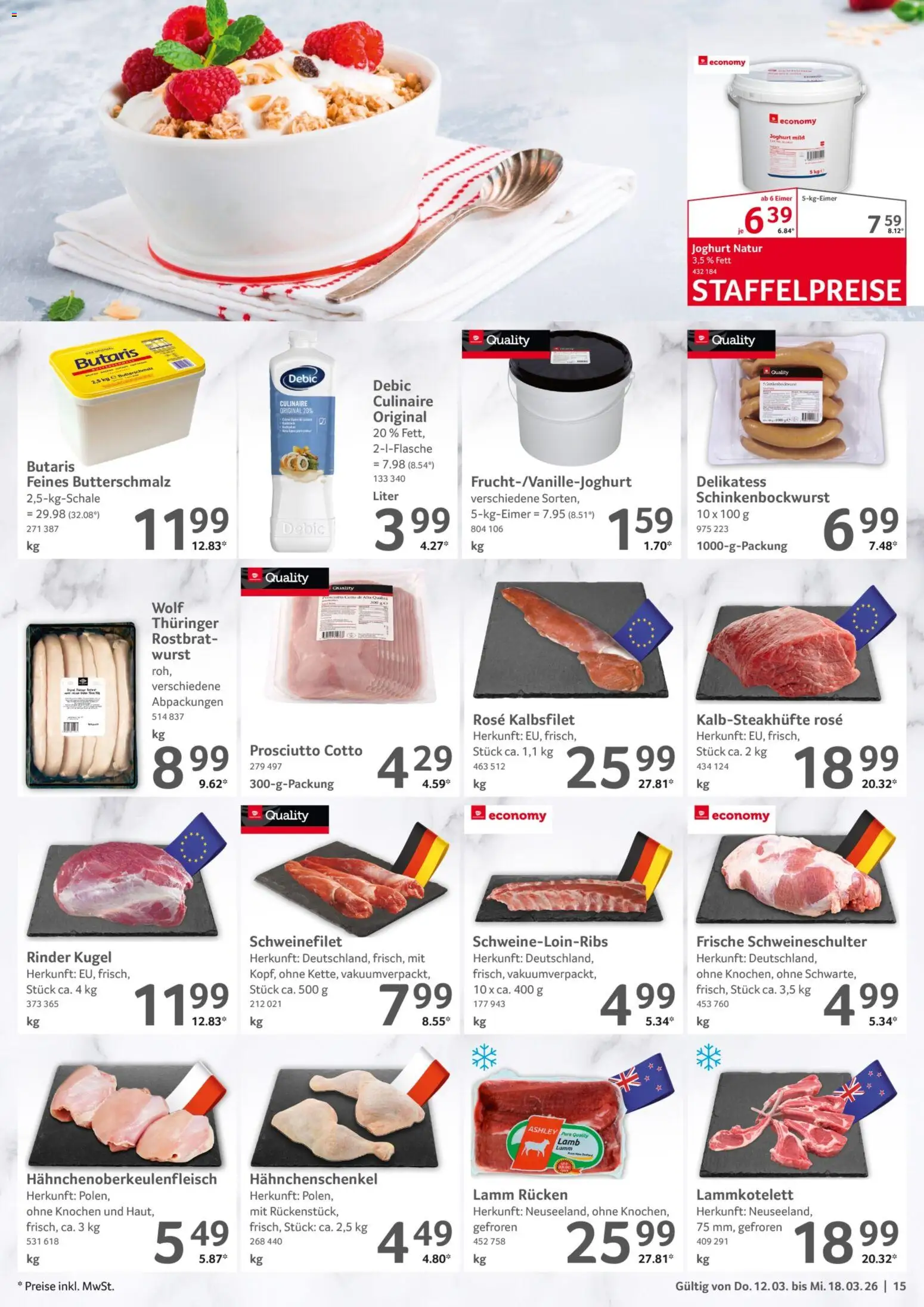 Selgros Prospekt 	 – gültig ab 12.03.2026 | Seite: 15 | Produkte: Hahnchenschenkel, Joghurt, Schweinefilet, Wurst