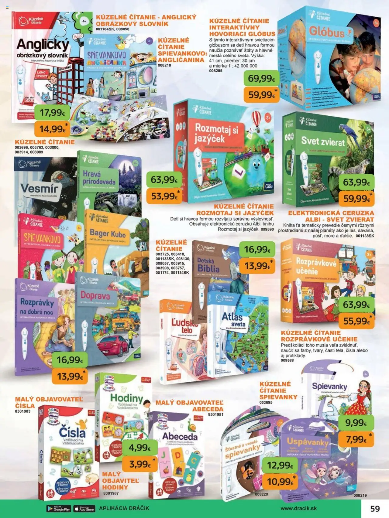 Nové Dráčik akcie – leták je platný od 03.10.2025 | Strana: 59 | Produkty: Hodiny, Kniha, Ceruzka, Glóbus