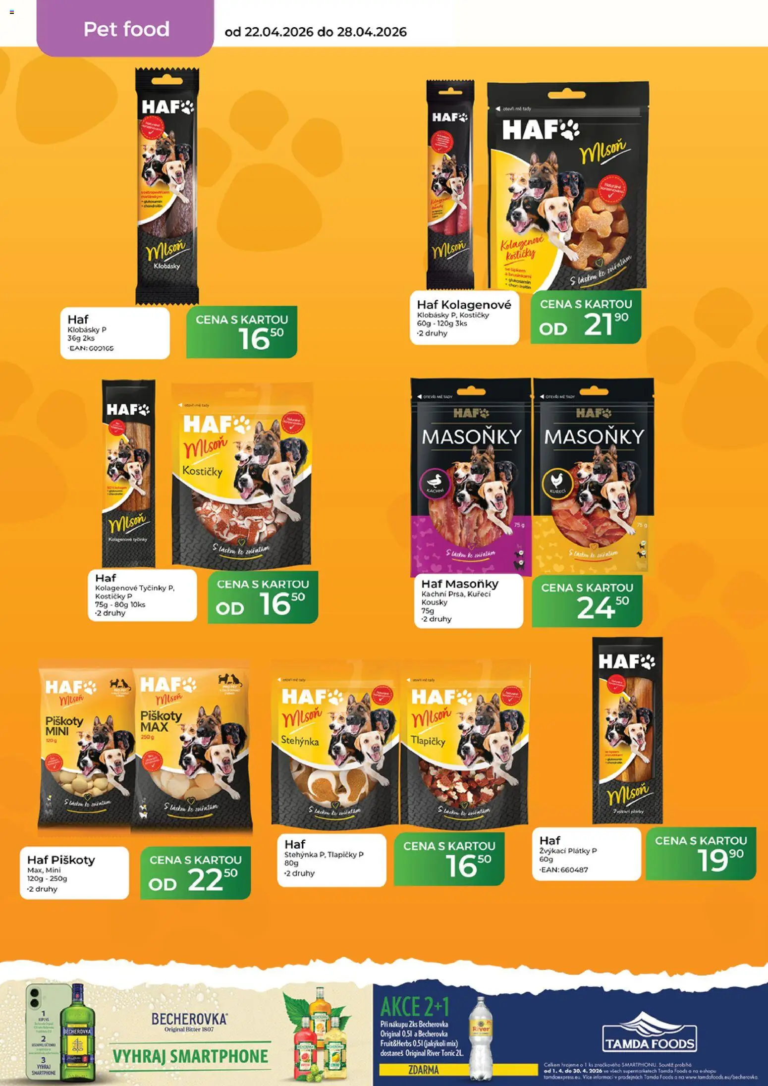 Tamda Foods leták od 22.04.2026 | Strana: 60 | Produkty: Piškoty, Tyčinky, River tonic, Becherovka