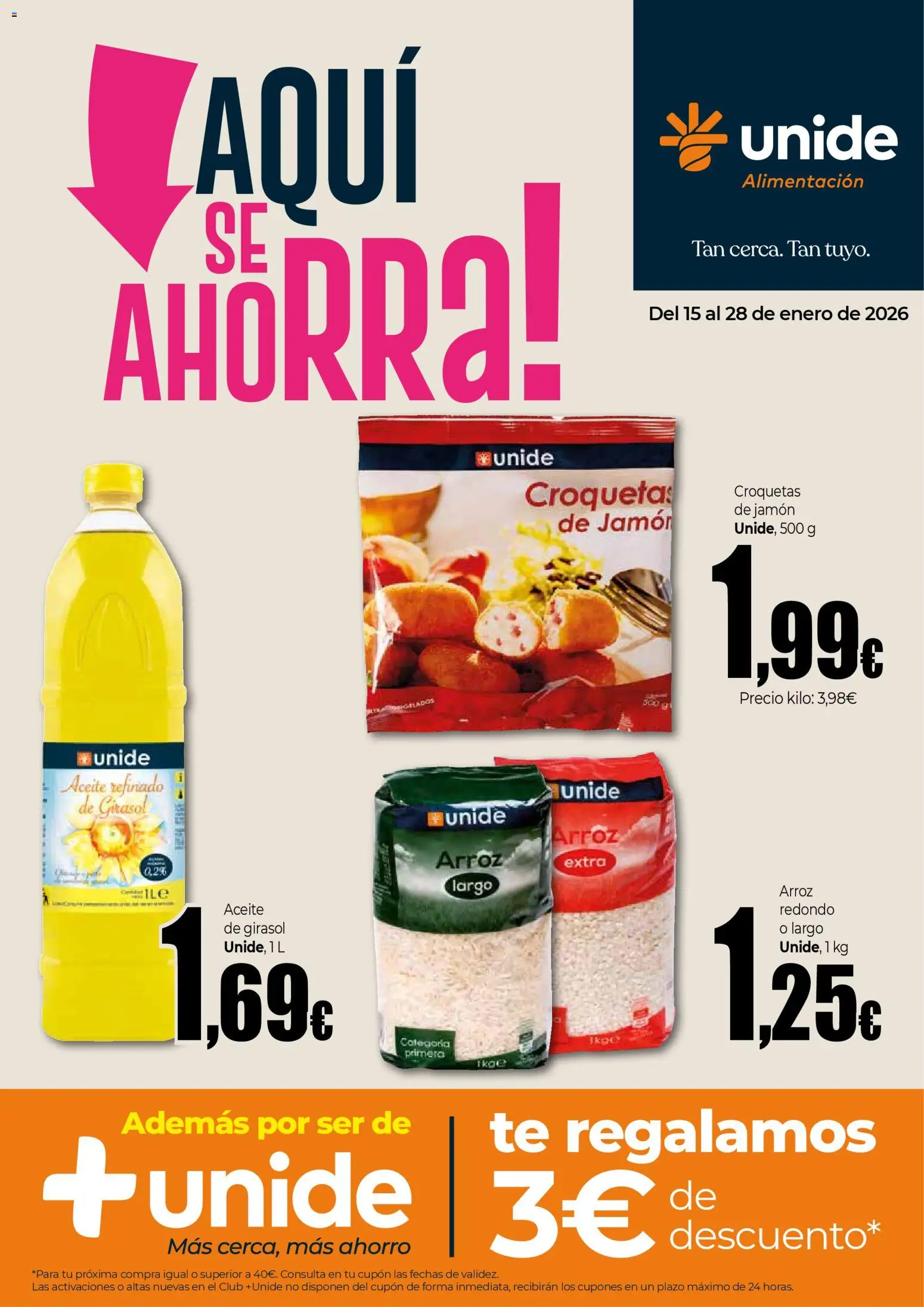 Unide - Alimentación Península │ válido desde el 15.01.2026 | Página: 1 | Productos: Aceite, Jamón, Arroz, Croquetas