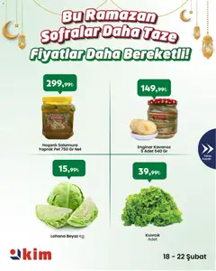 18.02.2026 tarihinden itibaren geçerli olan Kim Market kataloğu önizlemesi | Sayfa: 5 | Ürünler: Enginar, Lahana