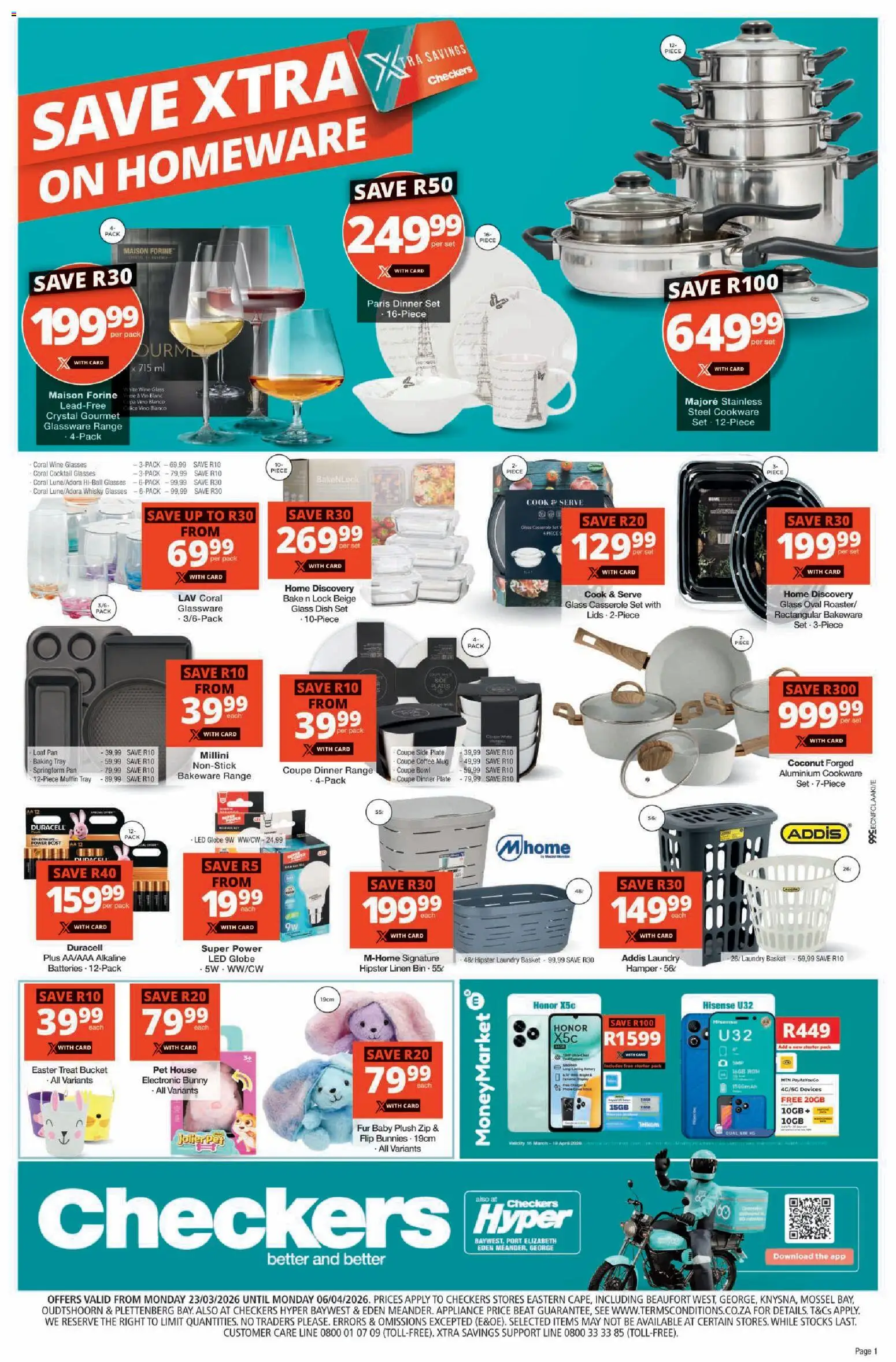 New Checkers catalogue – valid from 23.03.2026 | Page: 13 | Products: Glasses, Globe, Plate, Wine