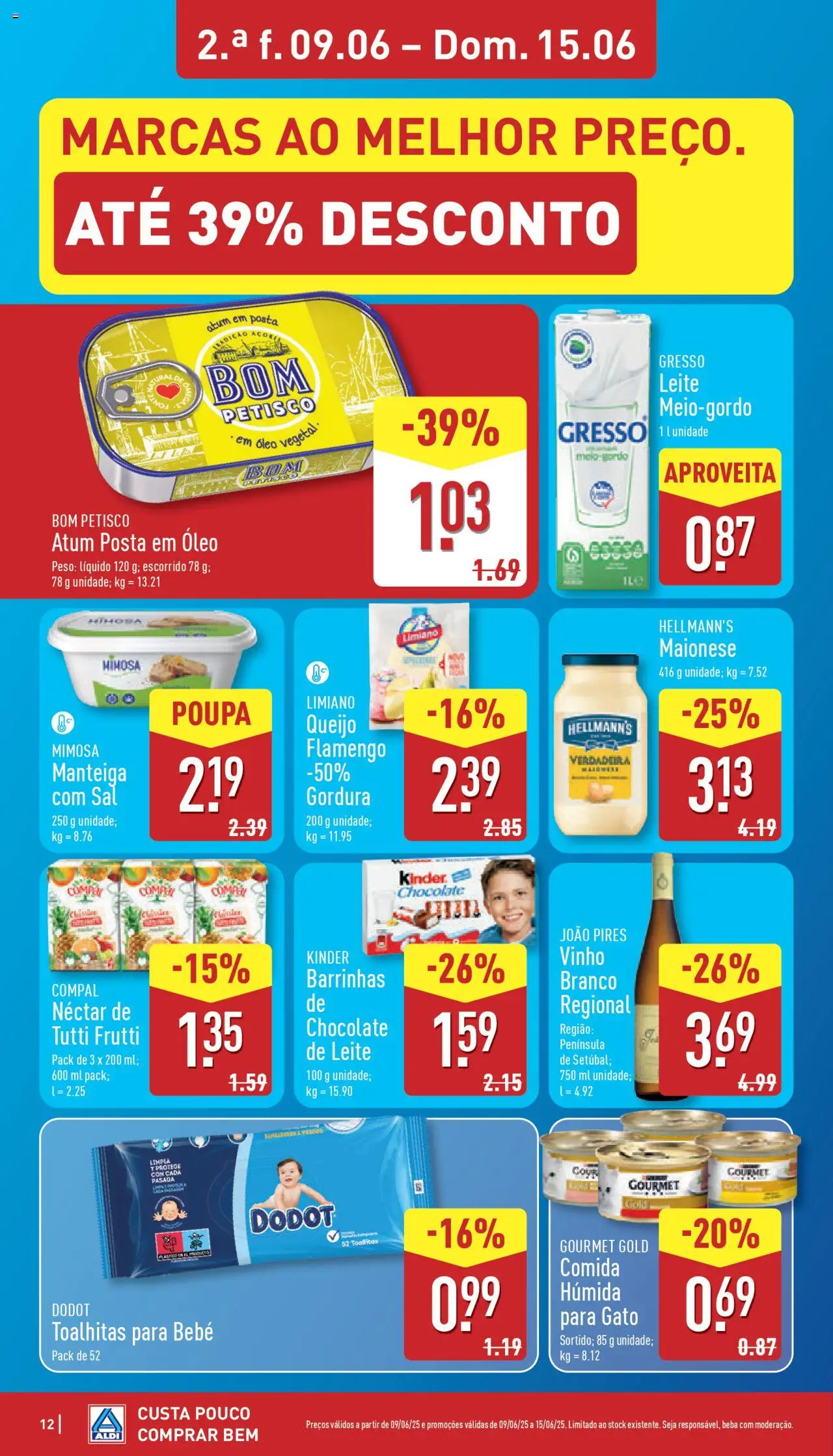 Aldi folheto │ válido de 09.06.2025 | Página: 12 | Produtos: Atum, Queijo, Óleo, Maionese