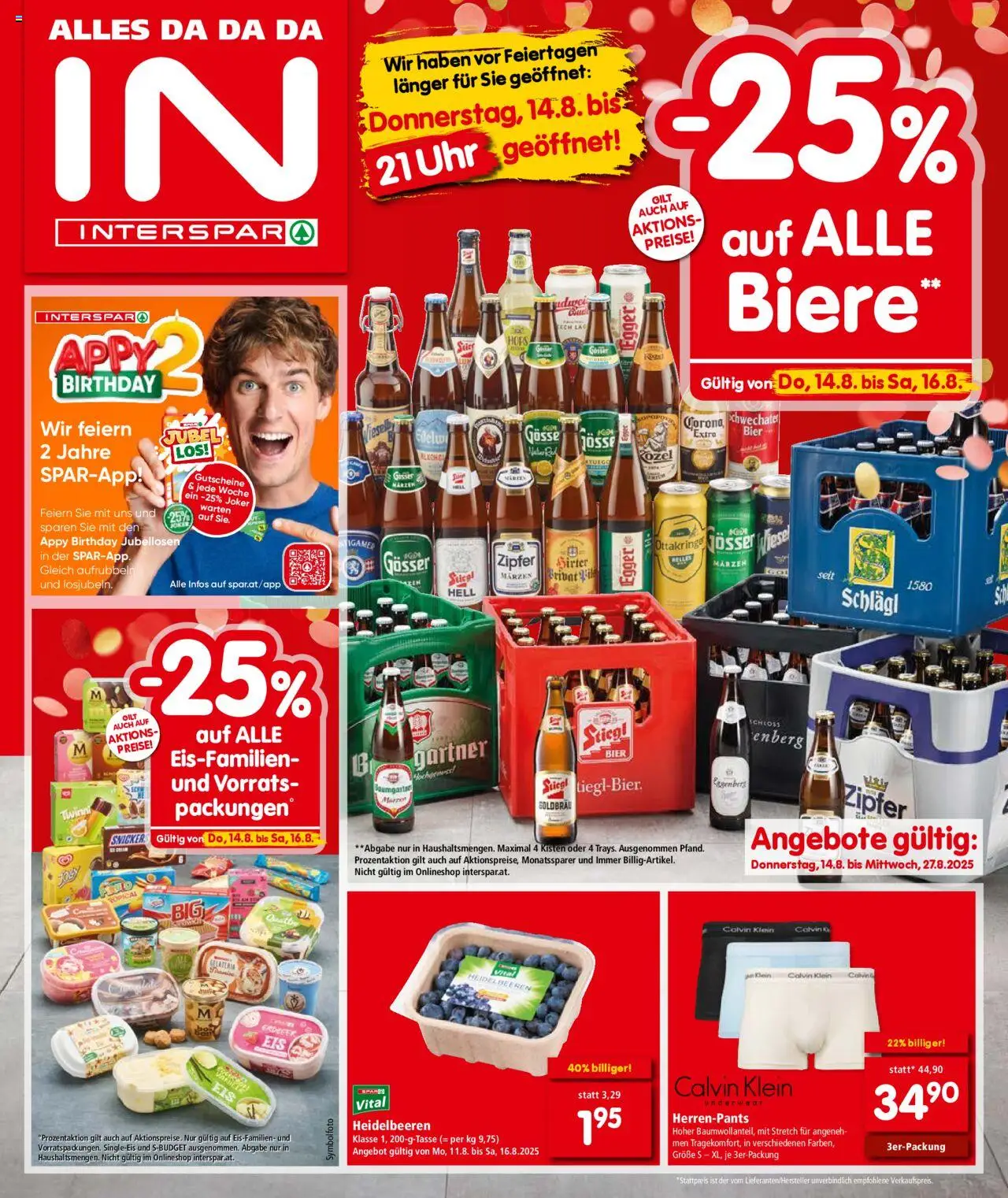 Interspar Flugblatt - Oberösterreich gültig ab 14.08.2025 | Seite: 1 | Produkte: Uhr, Bier