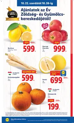 Lidl Akciós újság - amely érvényes a következő dátumtól: 22.10.2025 | Oldal: 6 | Termékek: Tök, Halloween tök, Zöldség, Alma