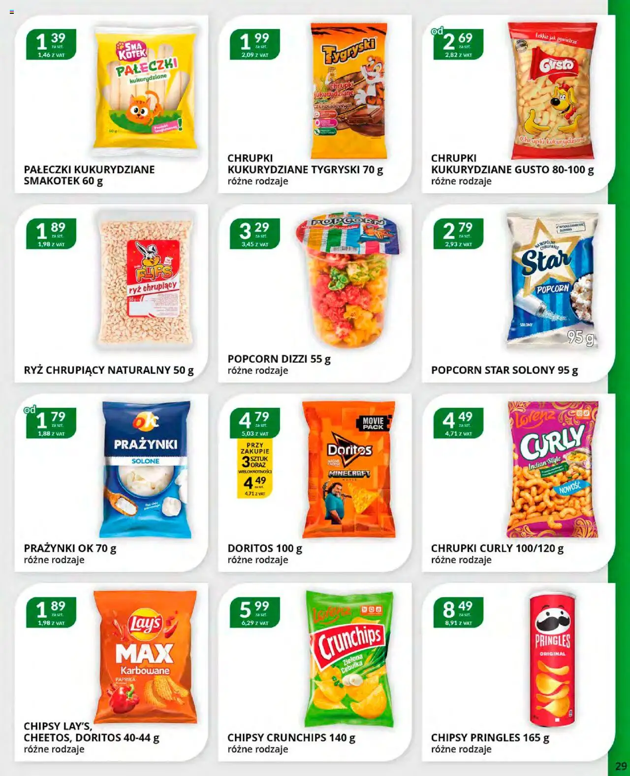 Eurocash Gazetka od 20.10.2025 | Strona: 29 | Produkty: Chipsy, Chrupki, Chipsy pringles, Popcorn