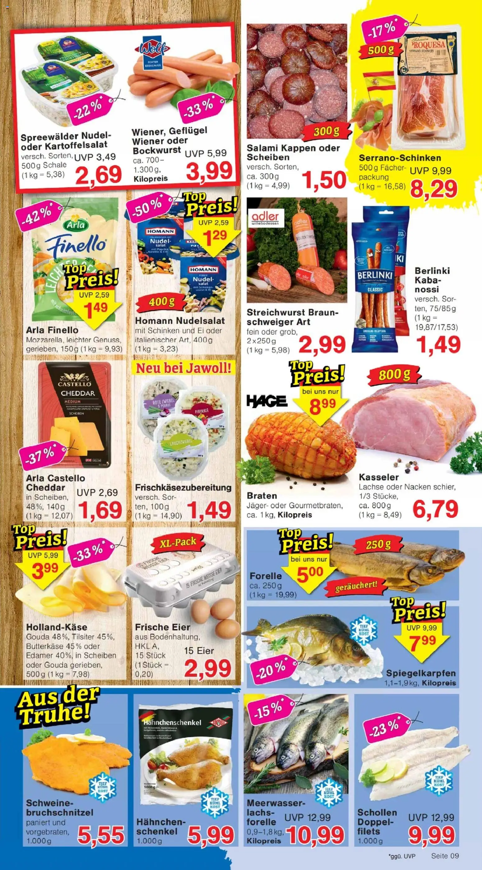 Jawoll Prospekt – gültig ab 22.12.2025 | Seite: 9 | Produkte: Truhe, Eier, Lachs, Serrano schinken
