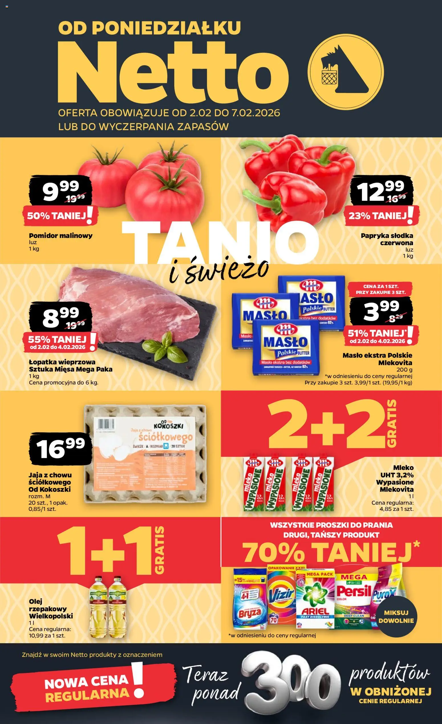 Netto gazetka - Spożywcza od 02.02.2026 | Strona: 1 | Produkty: Persil, Proszki do prania, Mleko, Olej
