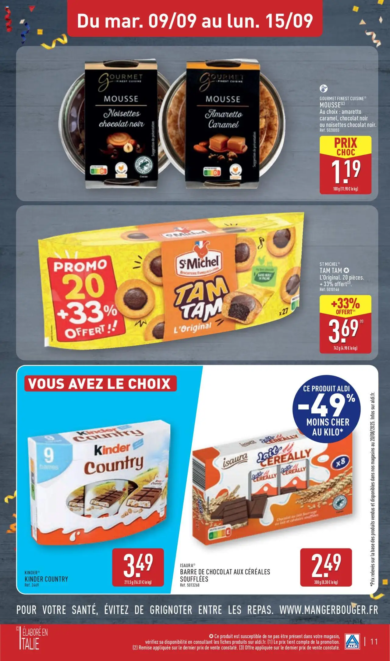  | Page: 14 | Produits: Base, Noisettes, Kinder country, Céréales