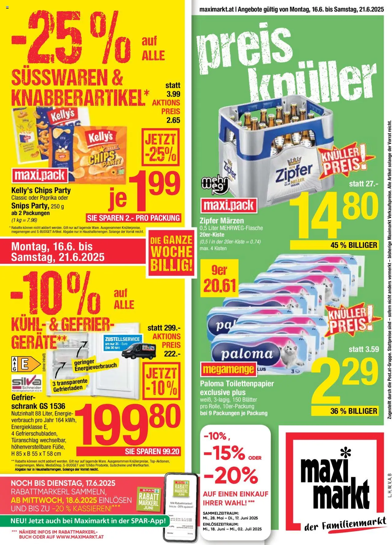 Maximarkt Flugblatt gültig ab 16.06.2025 | Seite: 1 | Produkte: Chips, Schrank