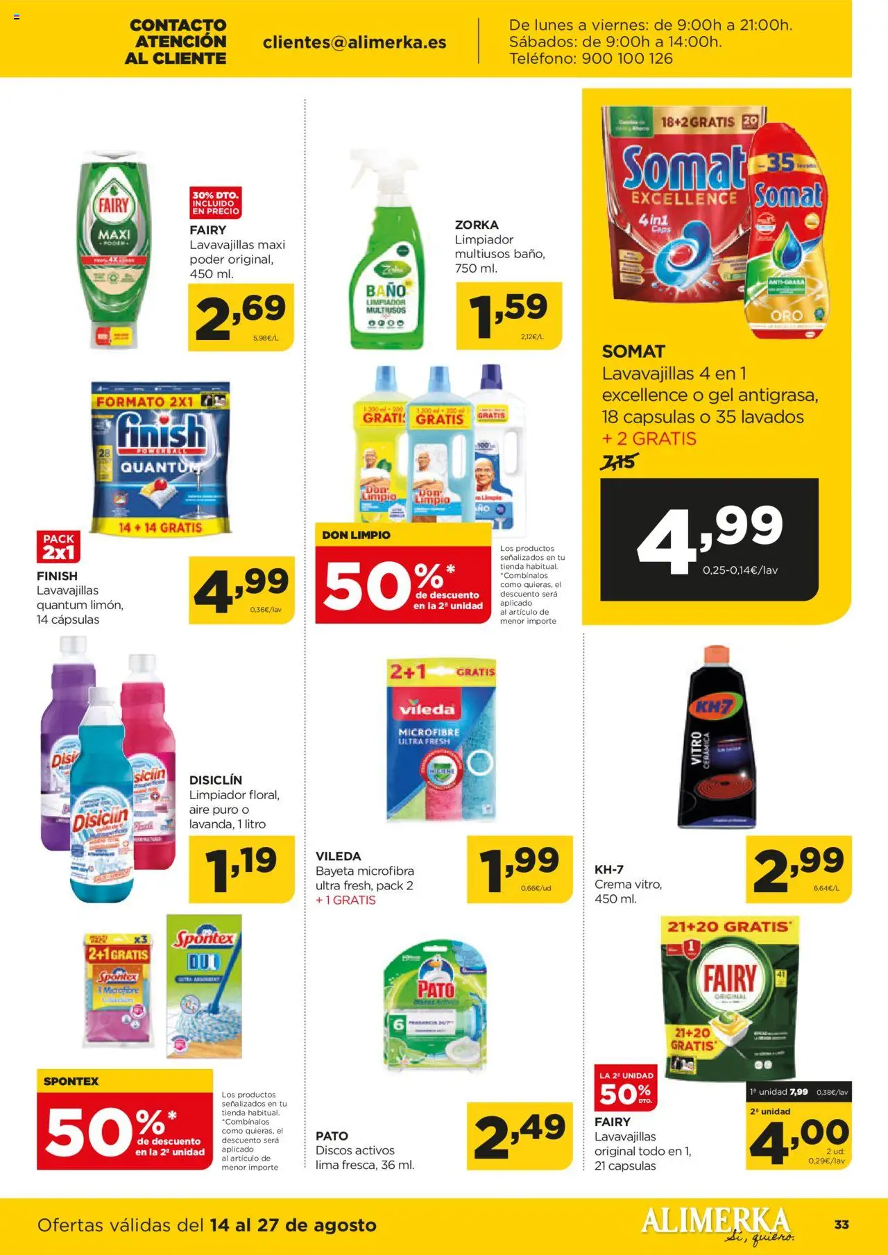 Alimerka folleto Castilla y León │ válido desde el 14.08.2025 | Página: 35 | Productos: Lima, Teléfono, Lavavajillas, Baño