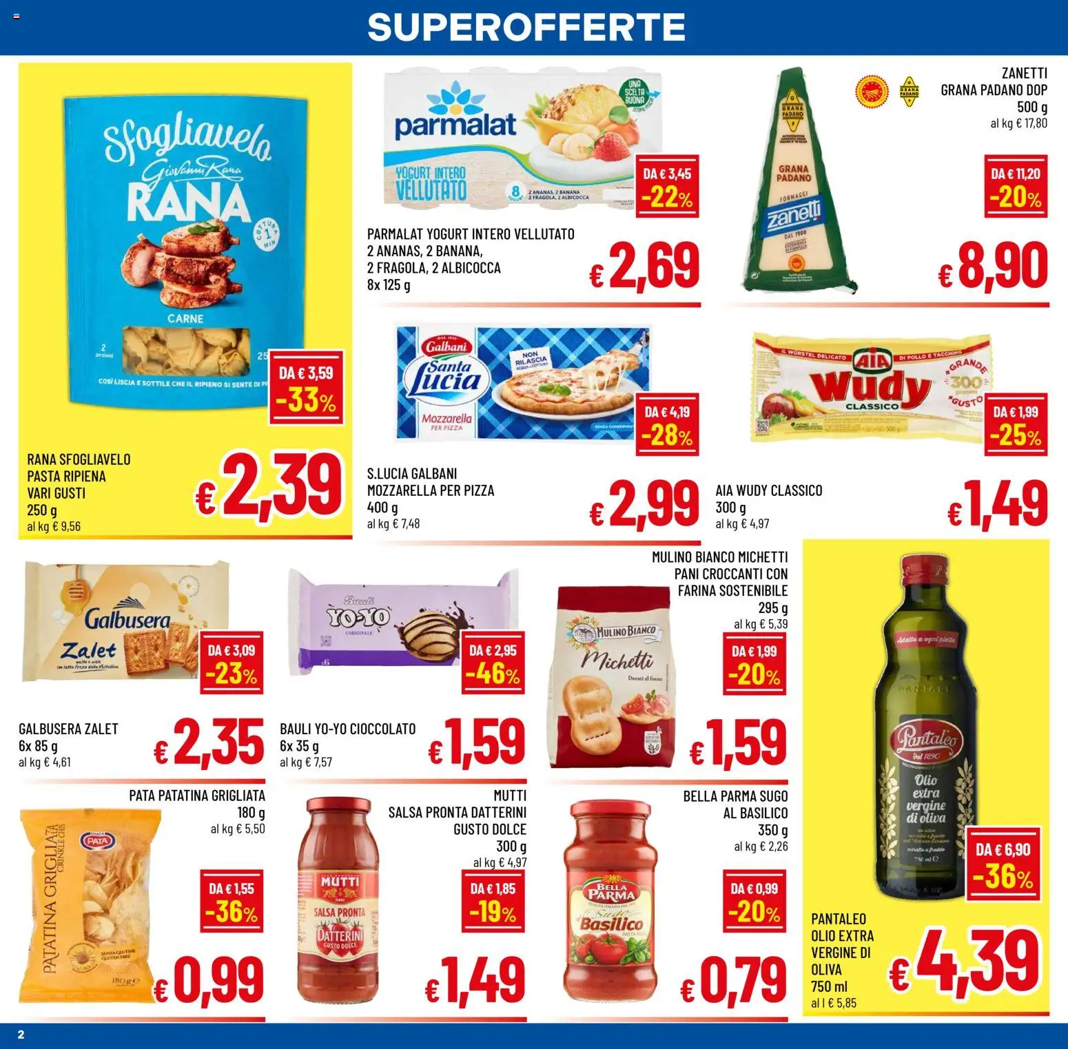 Volantino A&O del 02.01.2026 | Pagina: 2 | Prodotti: Yogurt, Pollo, Tacchino, Farina