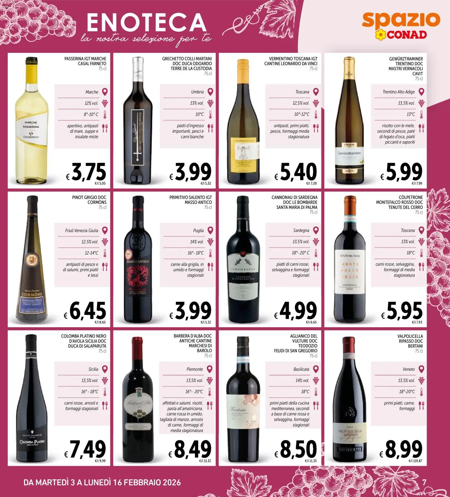 Volantino Spazio Conad del 03.02.2026 | Pagina: 7 | Prodotti: Arrosto, Paté, Pesce, Enoteca