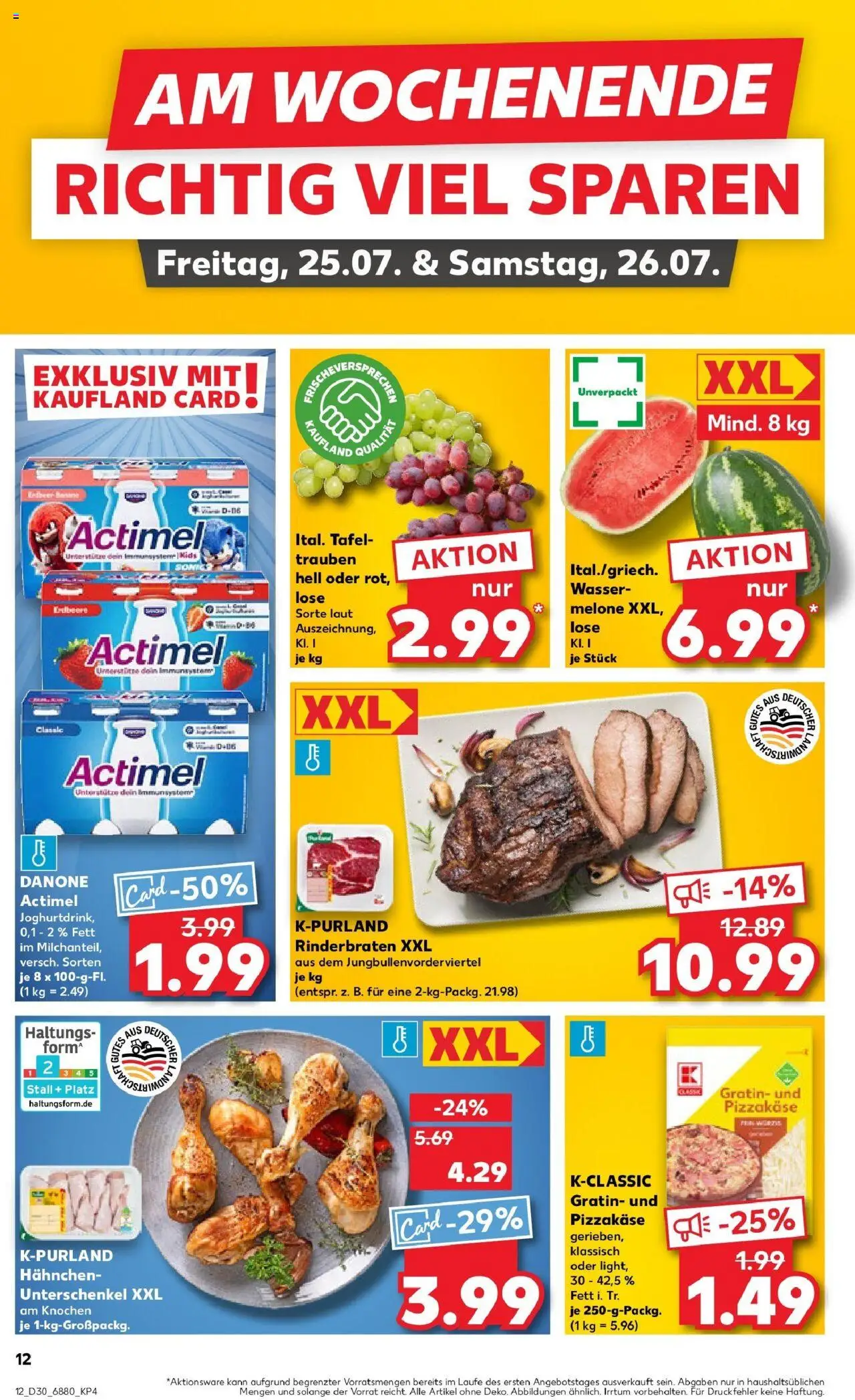 Kaufland prospekt Bad Kreuznach	 - gültig ab dem 24.07.2025 | Seite: 12 | Produkte: Hahnchen, Trauben, Wasser, Melone