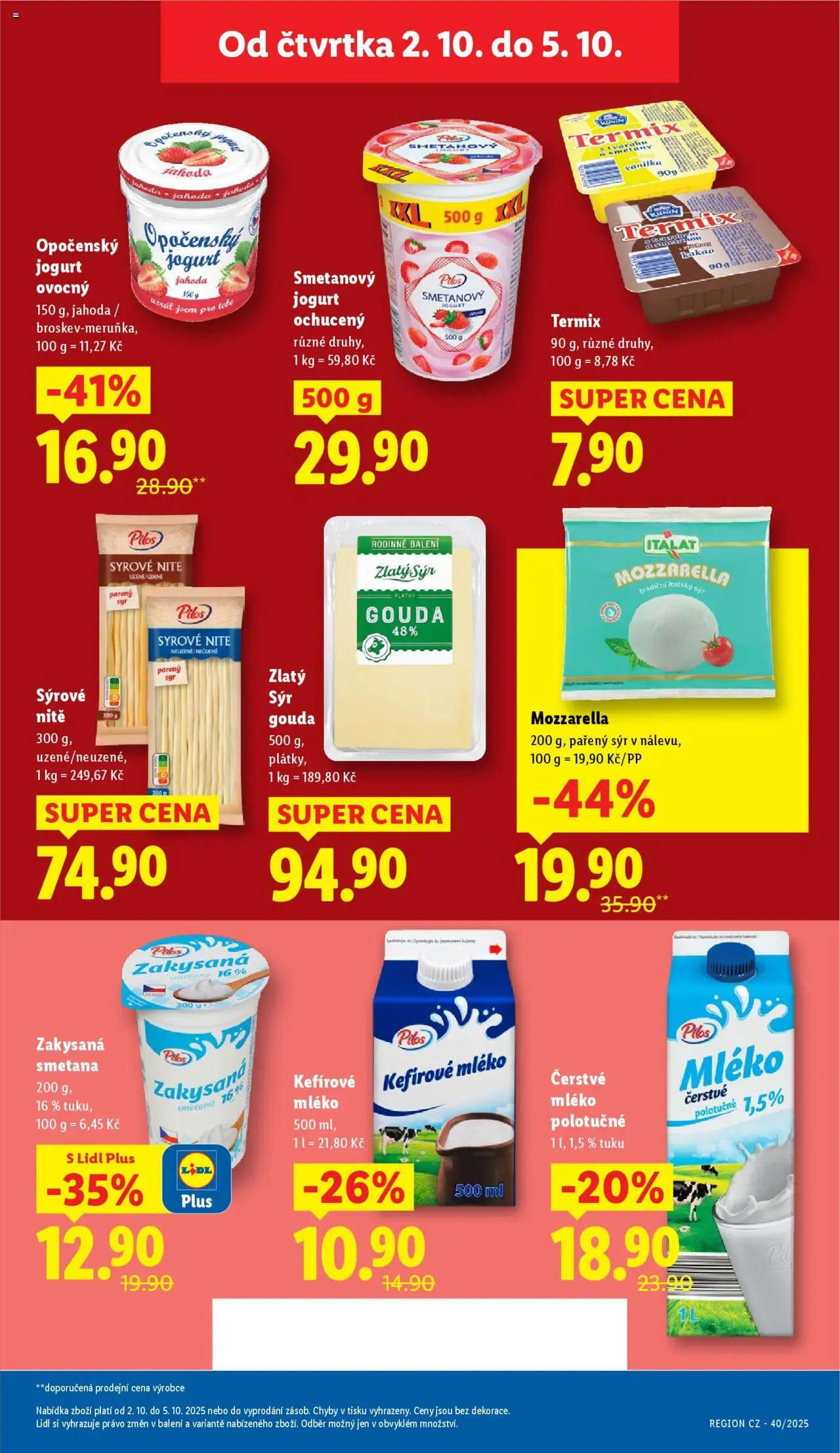 Lidl leták od 02.10.2025 | Strana: 15 | Produkty: Opočenský jogurt, Smetana, Zakysaná smetana, Kakao