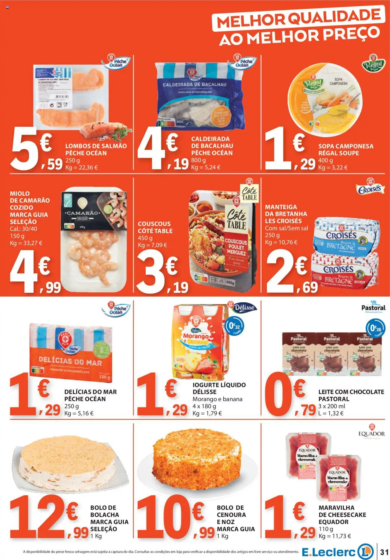 E.Leclerc folheto │ válido de 14.08.2025 | Página: 31 | Produtos: Banana, Bolo, Camarão, Manteiga