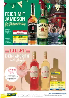 Metro Starke Marken ab 02.03.2026 gültig | Seite: 4 | Produkte: Jameson, Lillet, Grapefruit, Whiskey