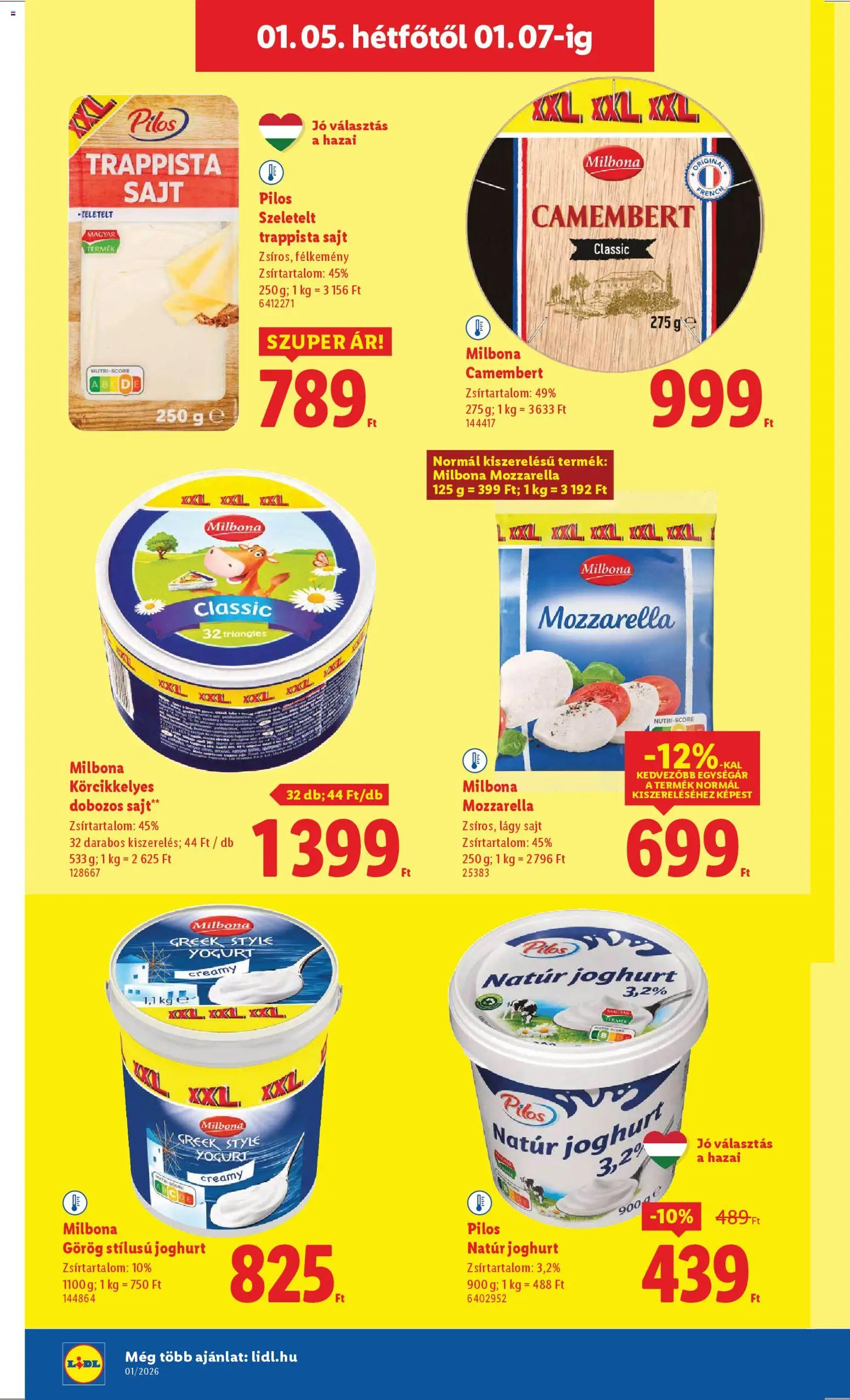Lidl akciós ujság - amely érvényes a következő dátumtól: 02.01.2026 | Oldal: 54 | Termékek: Mozzarella, Sajt, Joghurt, Trappista sajt