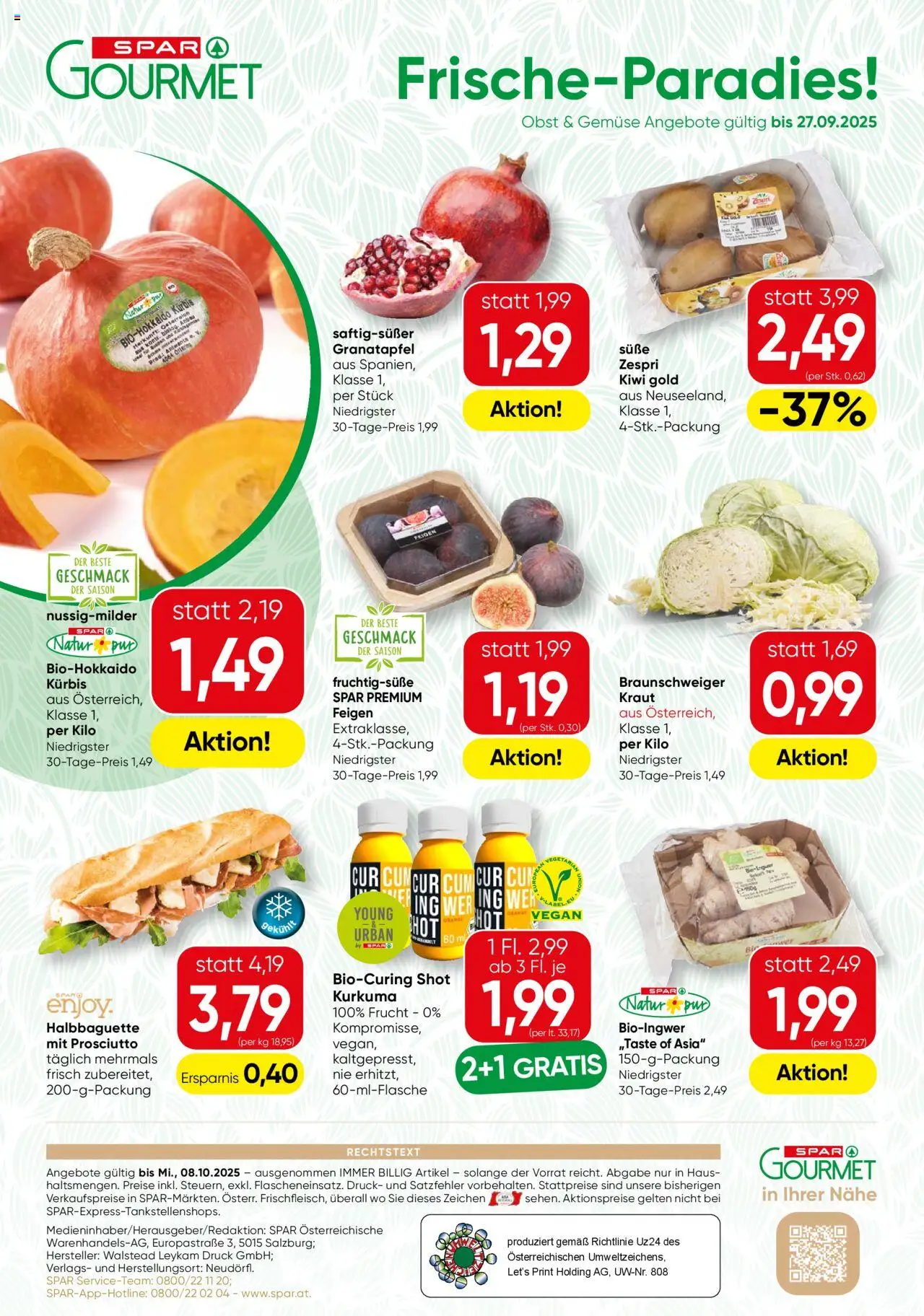 SPAR Gourmet Flugblatt gültig ab 25.09.2025 | Seite: 12 | Produkte: Kiwi, Gemüse, Kraut, Kürbis