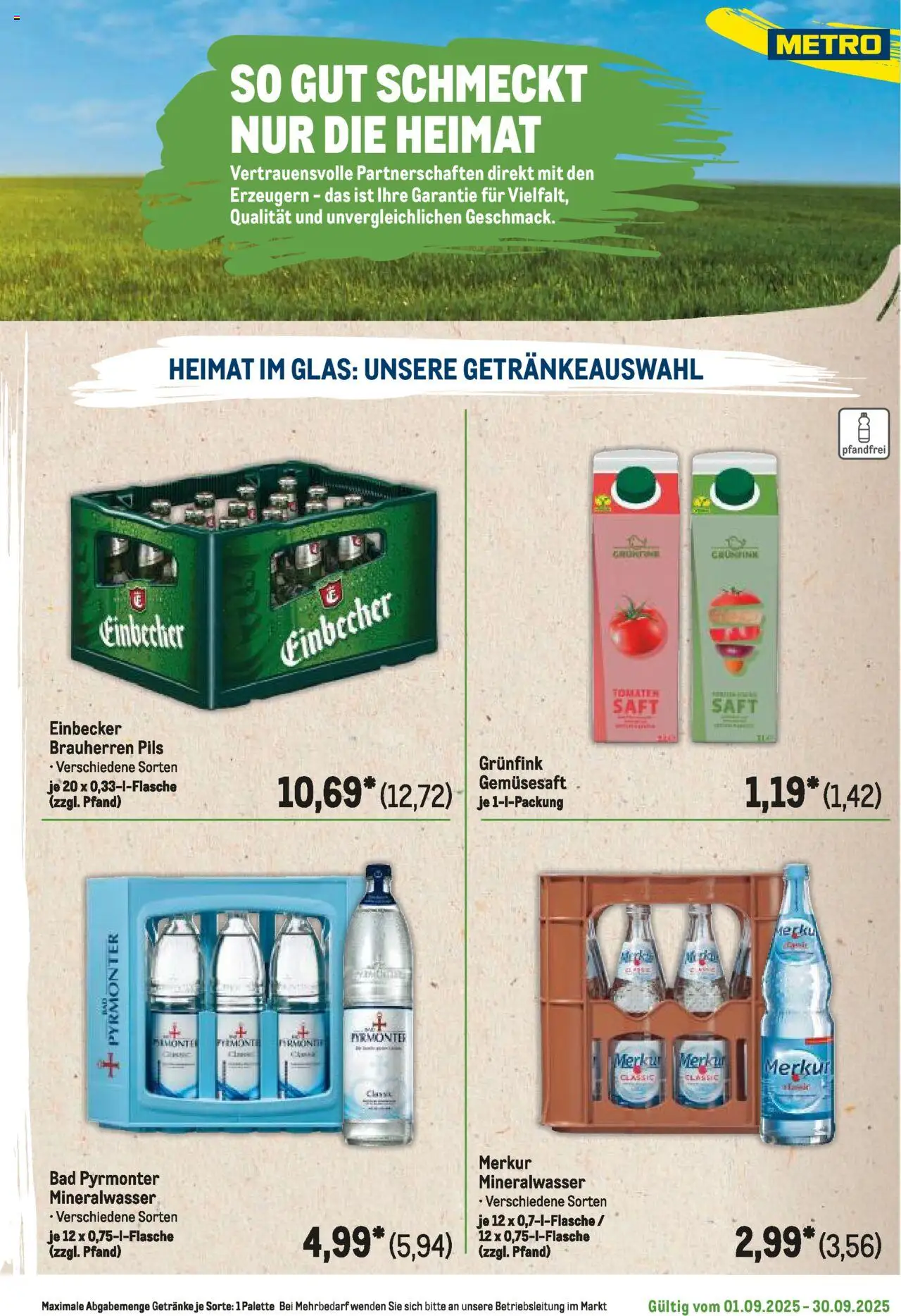 Metro Regionaler Flyer - gültig ab dem 01.09.2025 | Seite: 11 | Produkte: Bad, Tomaten, Mineralwasser, Saft